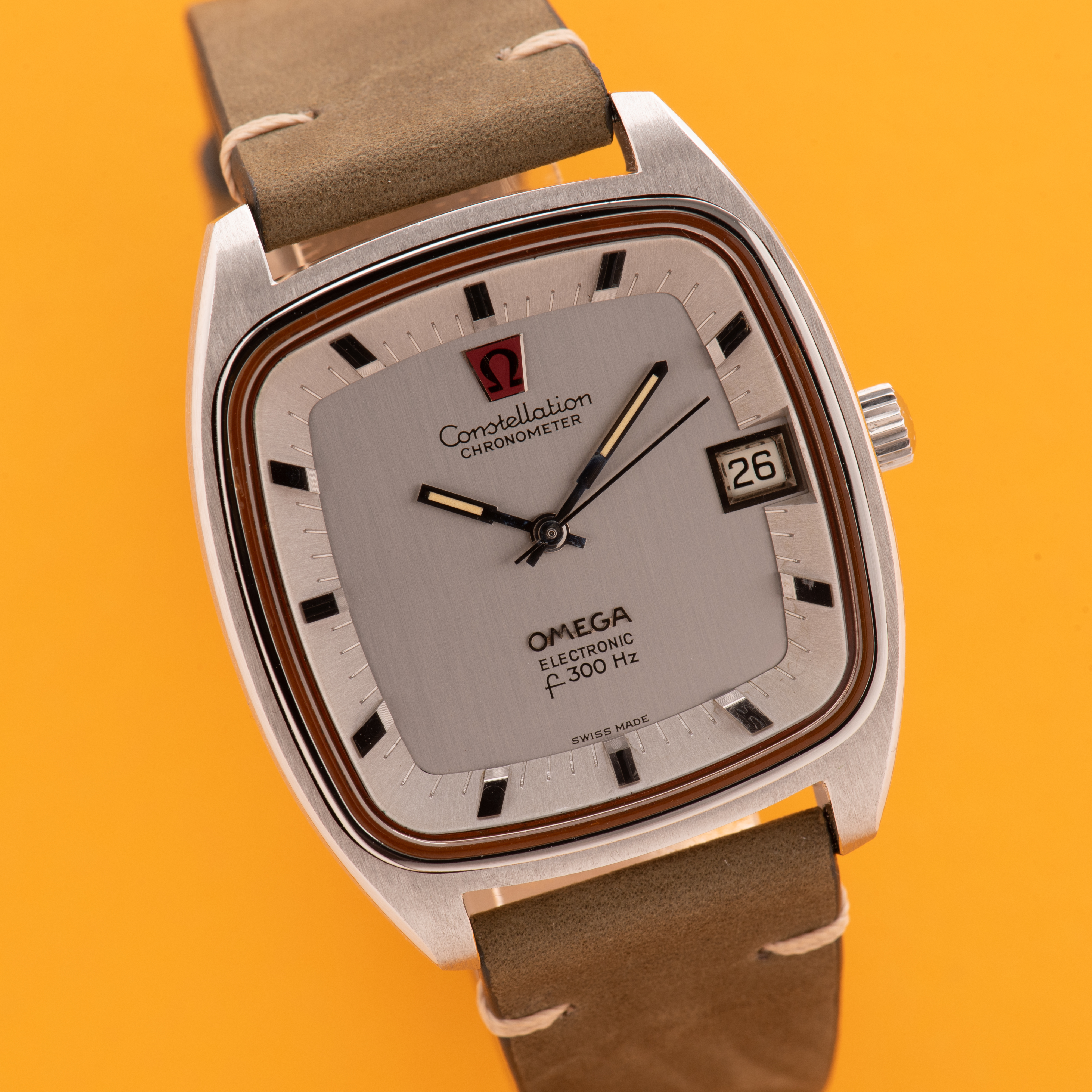Zicht op Omega Constellation Chronometer Electronic F300Hz vanaf 1972 Ref 198.0027