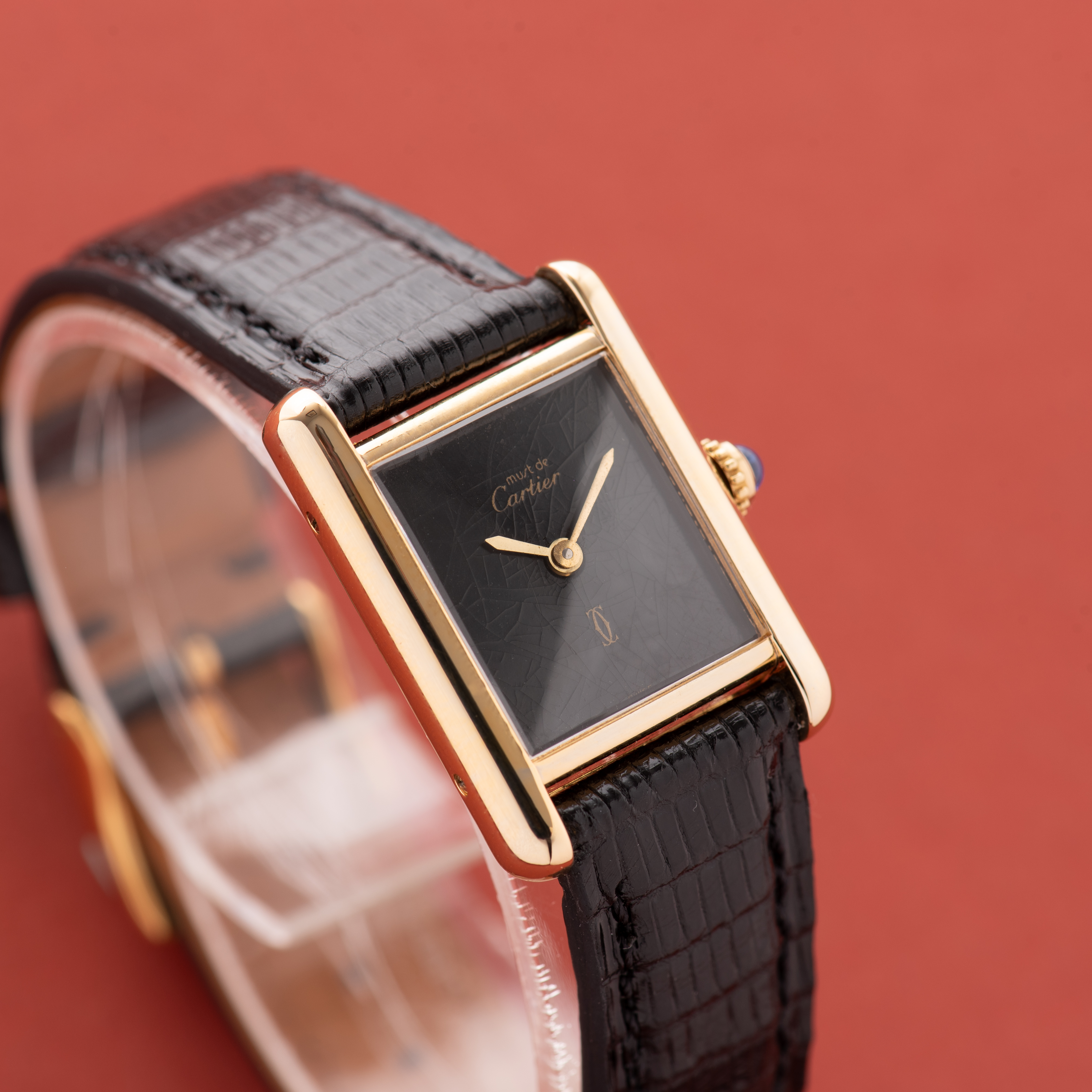 Vue de Cartier Must de Tank de Must Vermeil PM Onyx Black Spider Dial