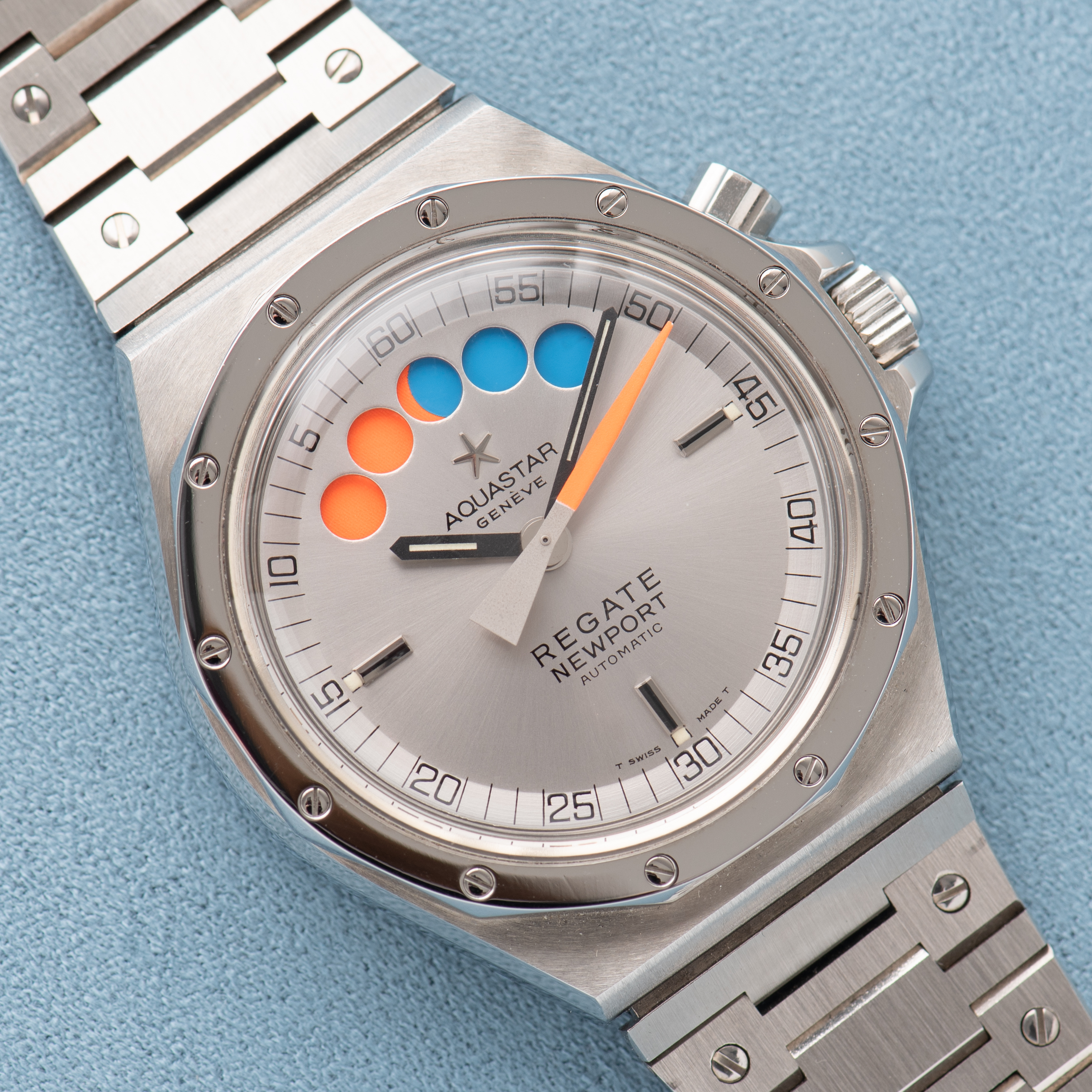 View of Aquastar Geneva Regate Newport Automatic Ref 9856 New Old Stock