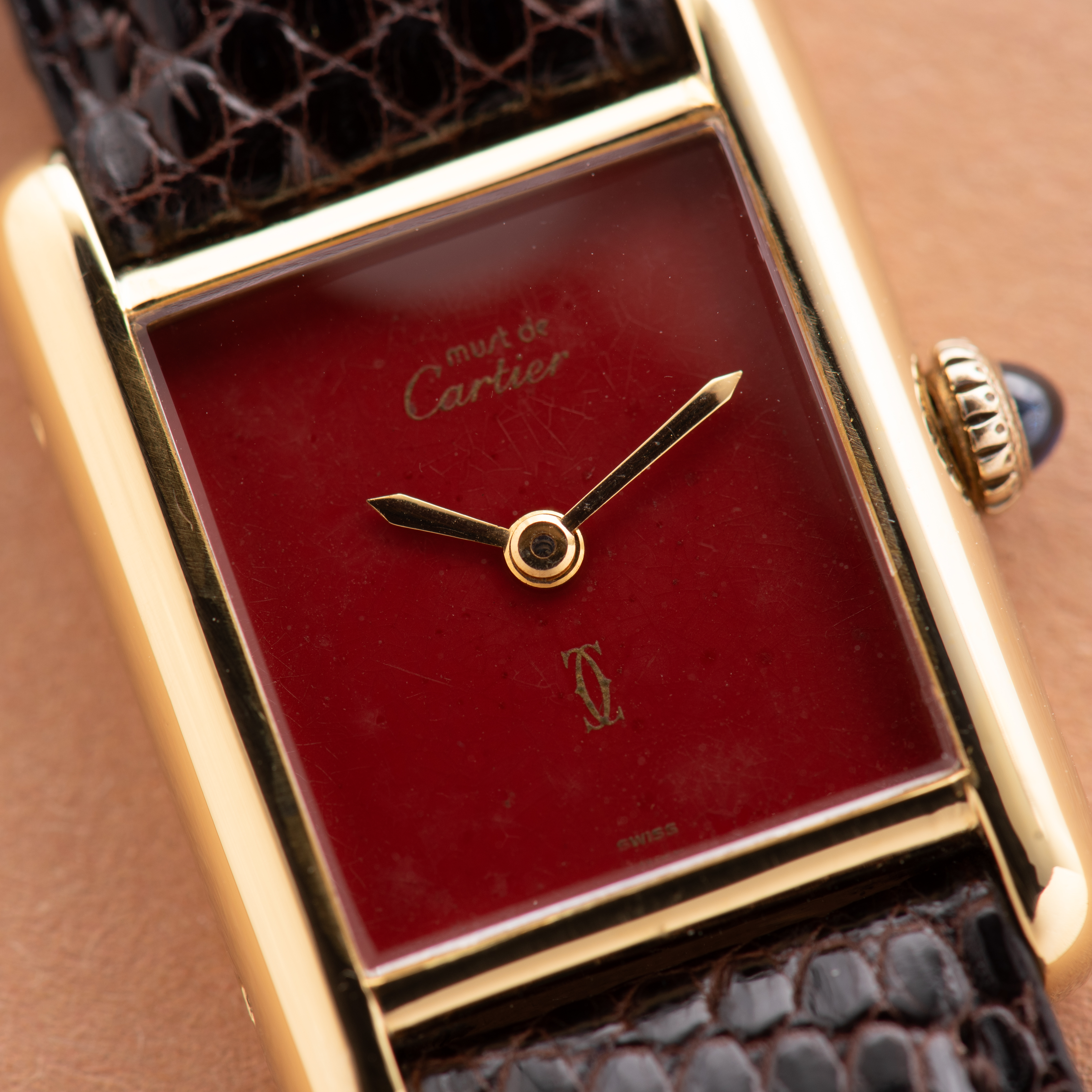 Vue de Cartier Must de Tank de Must Vermeil Bordeau Dial cal 78-1