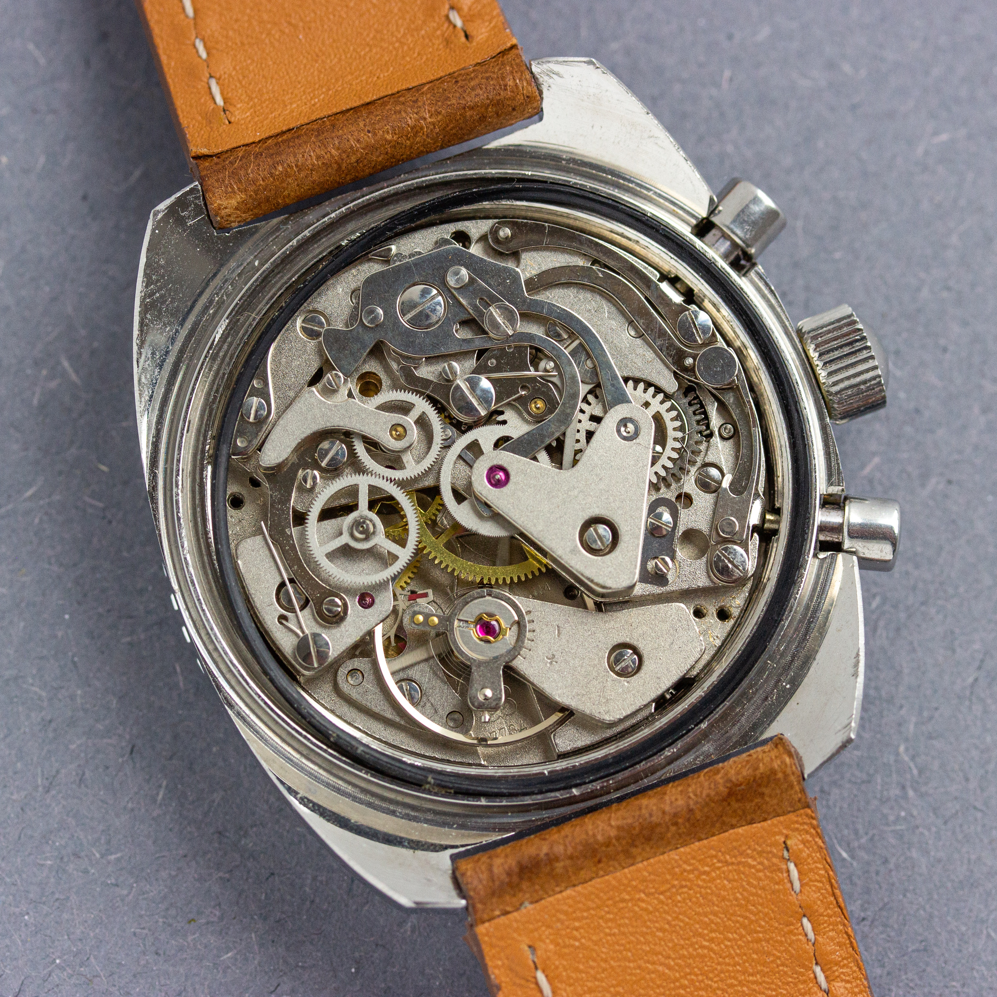 View of Plymouth Chronograph New Old Stock valjoux 7734