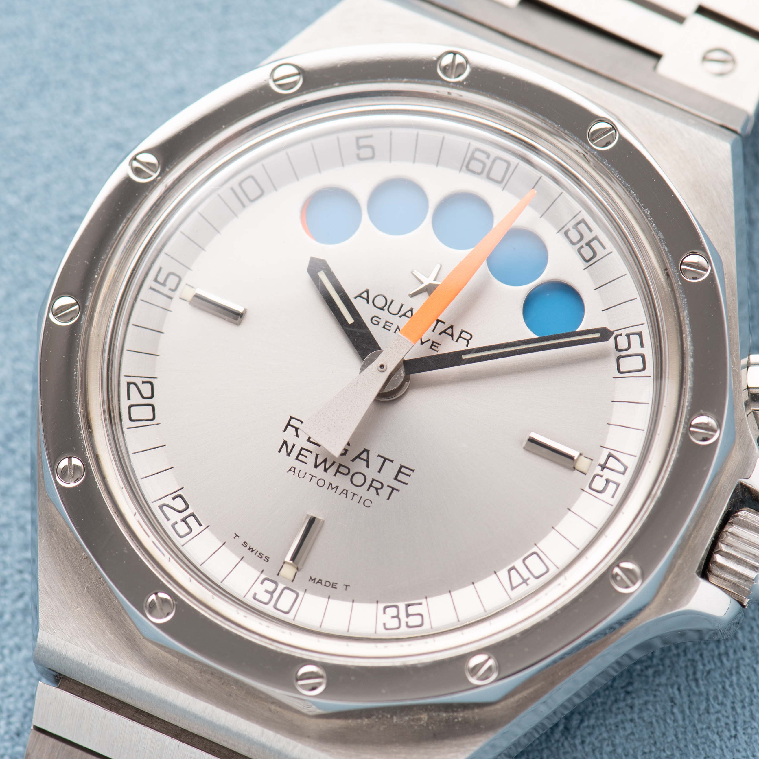 View of Aquastar Geneva Regate Newport Automatic Ref 9856 New Old Stock