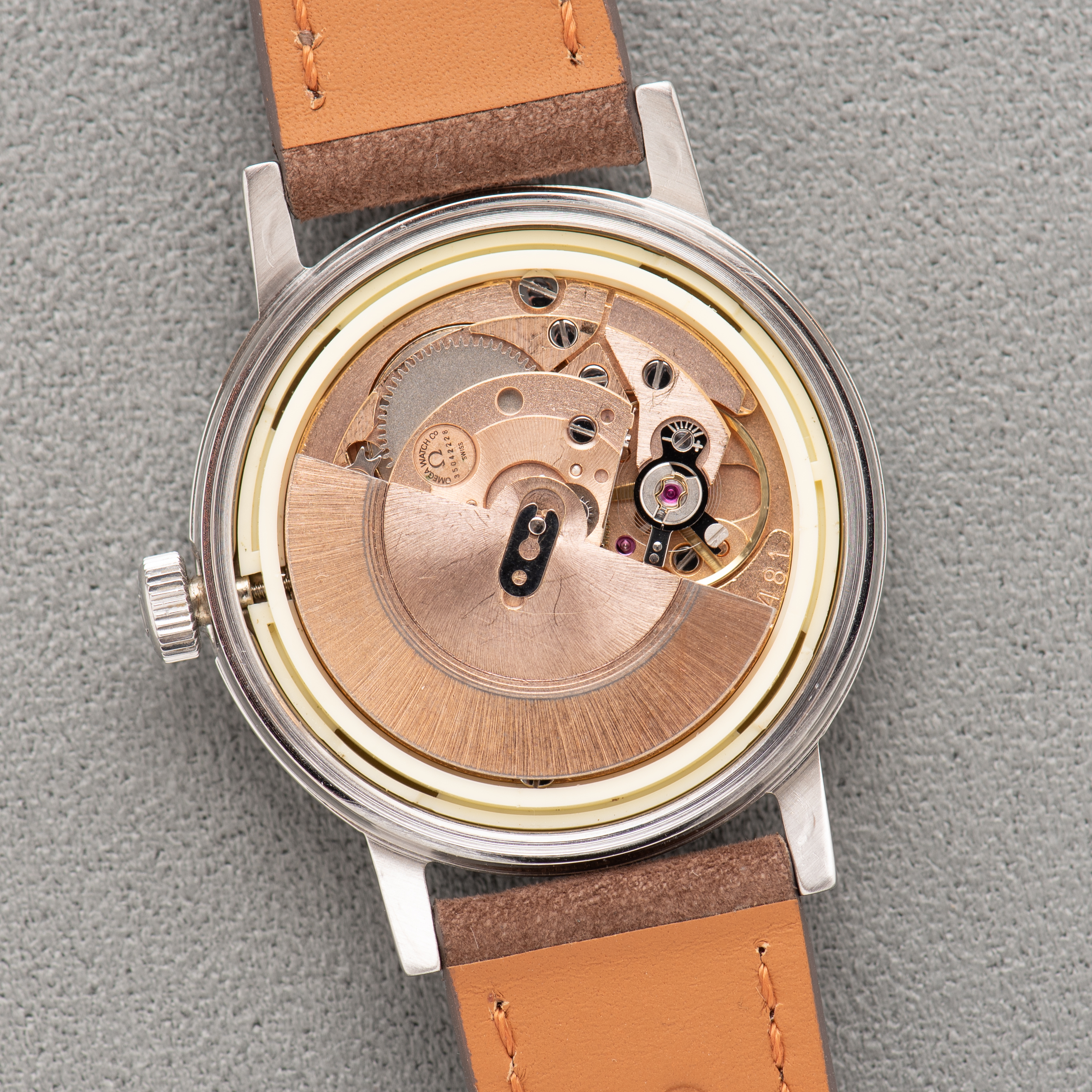 View of Omega Automatic Genève Grey Dial Ref 166.0098 from 1972