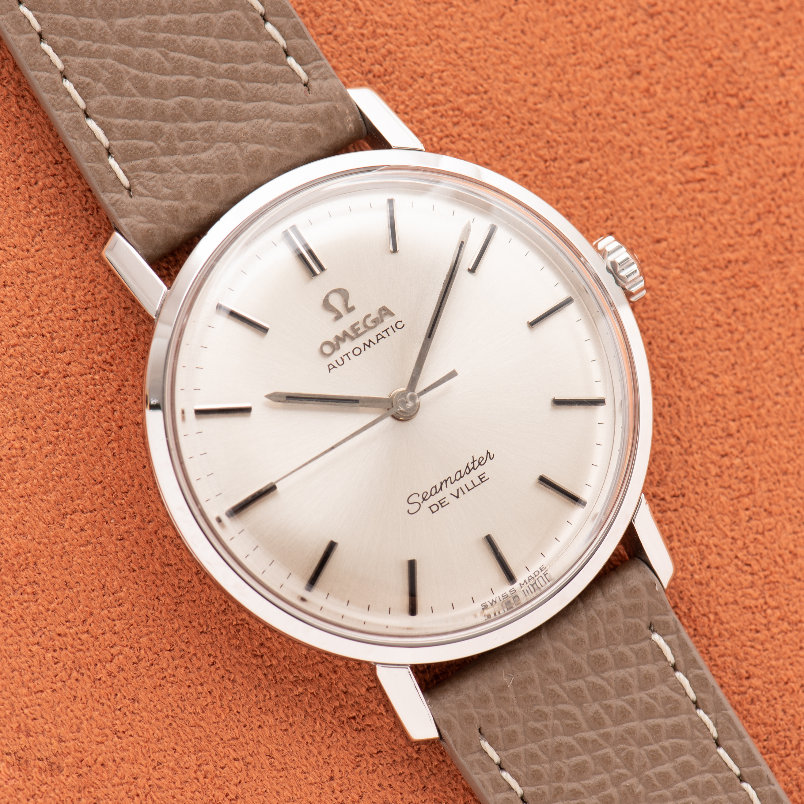 View of Omega Seamaster De Ville Automatic Silver Dial Ref 166.020 from 1964