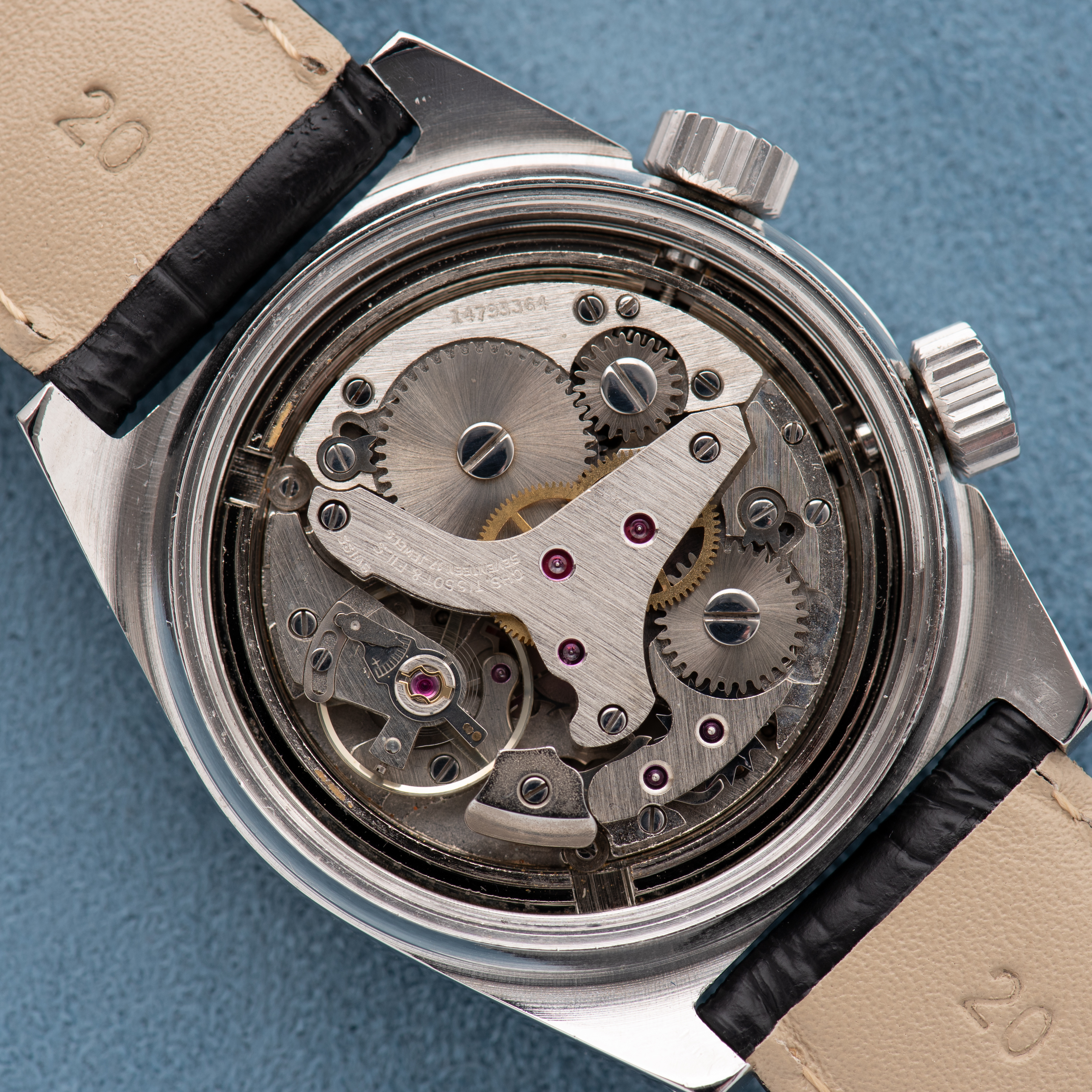 Vue de Tissot Sonorous PR516 Blue dial AS 1930 from 1970'