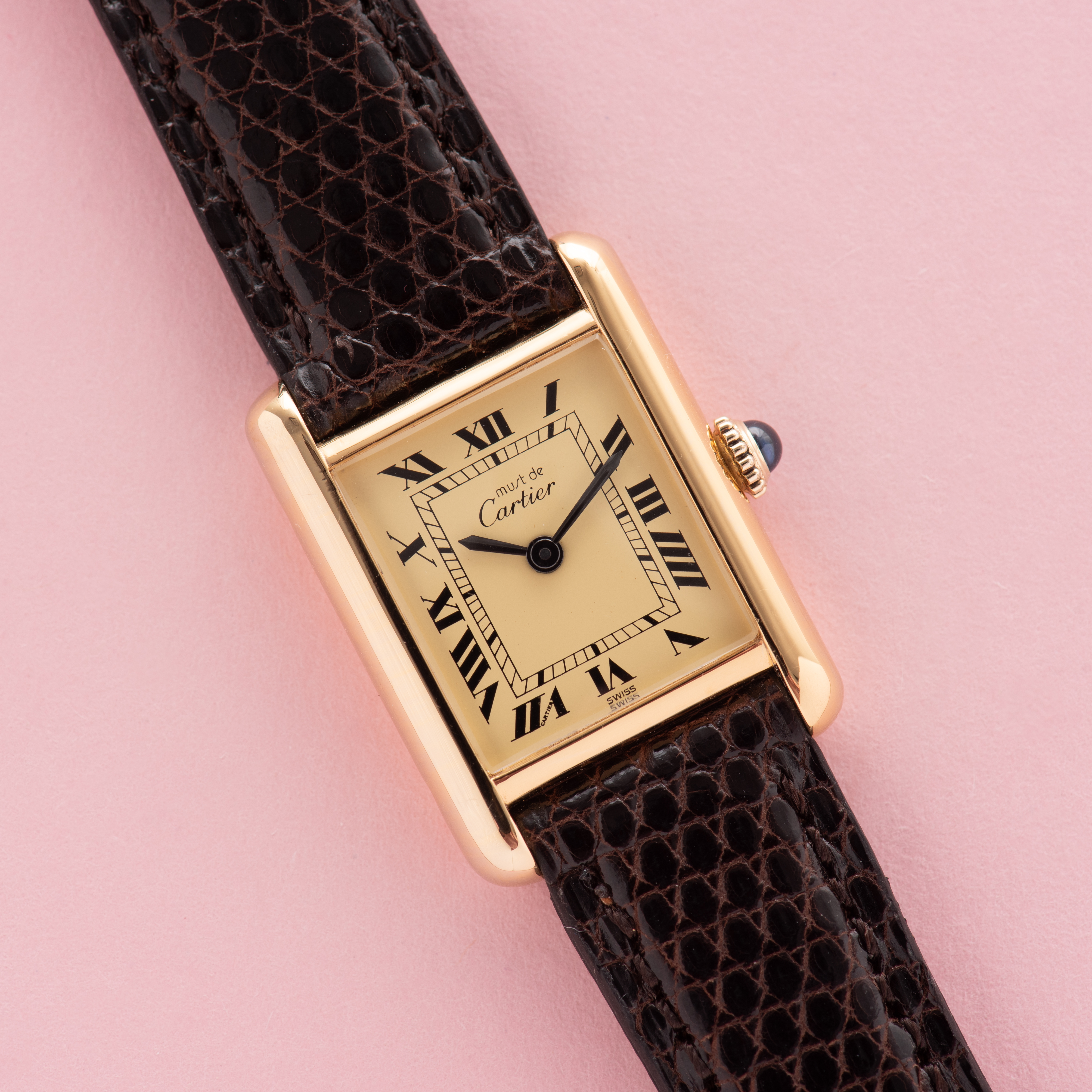 Vue de Cartier Must de Tank Vermeil Roman dial from 1980-90