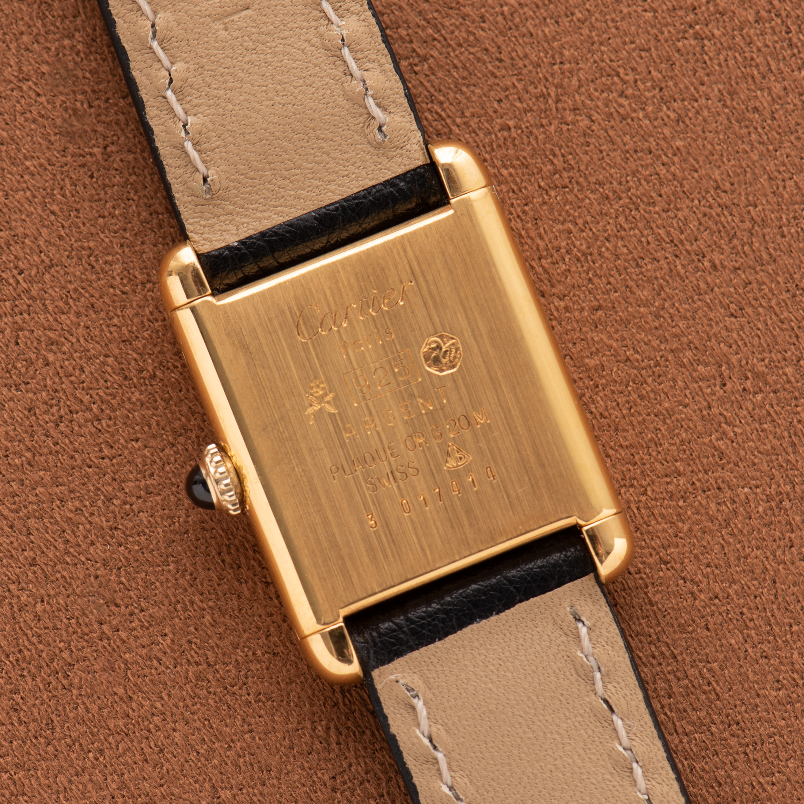 Zicht op Cartier Must by Tank Vermeil Roman Lemon Dial PM FULL SET van 1978