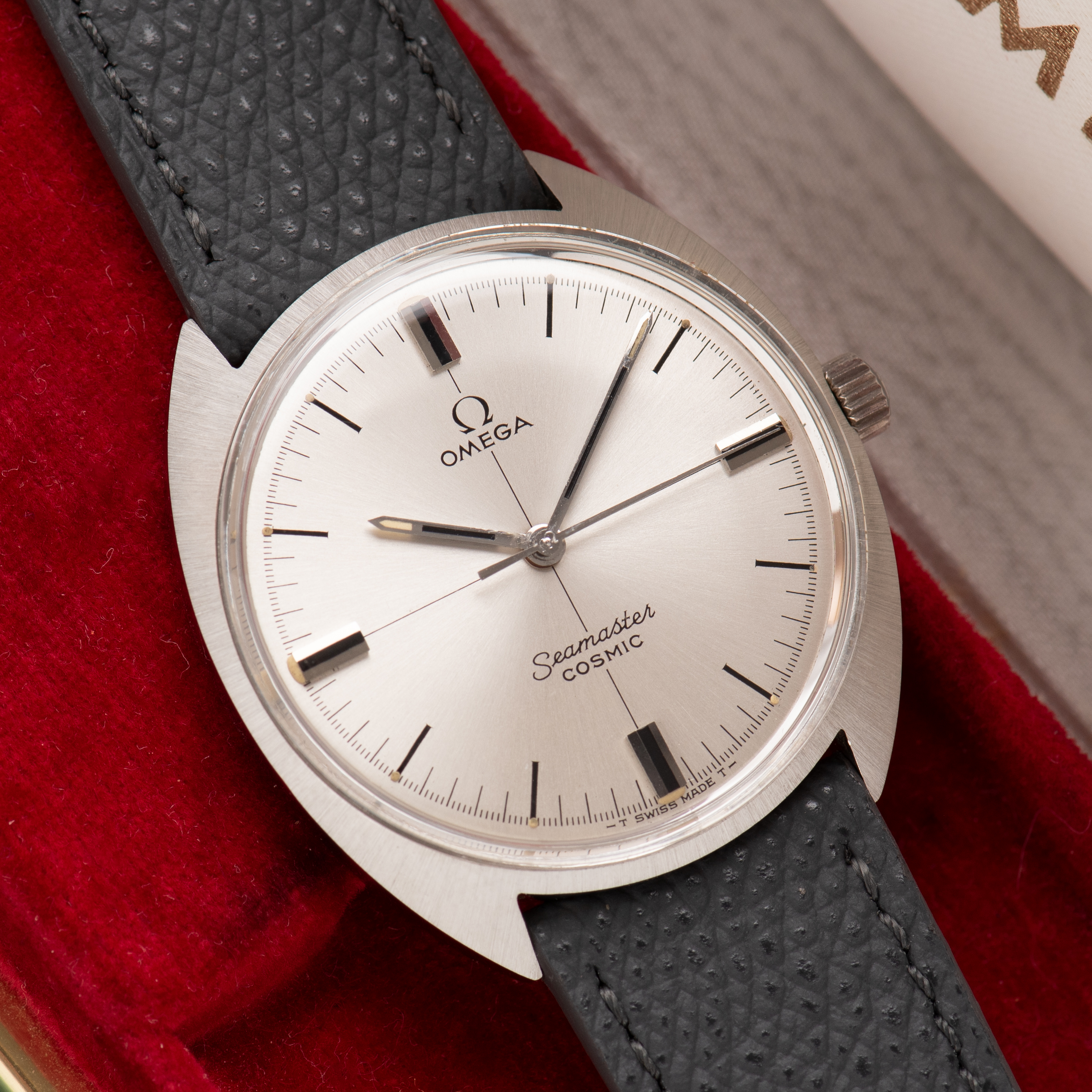 View of Omega Seamaster Cosmic Crosshair Silver Dial Ref 135.017 cal 601 from 1968