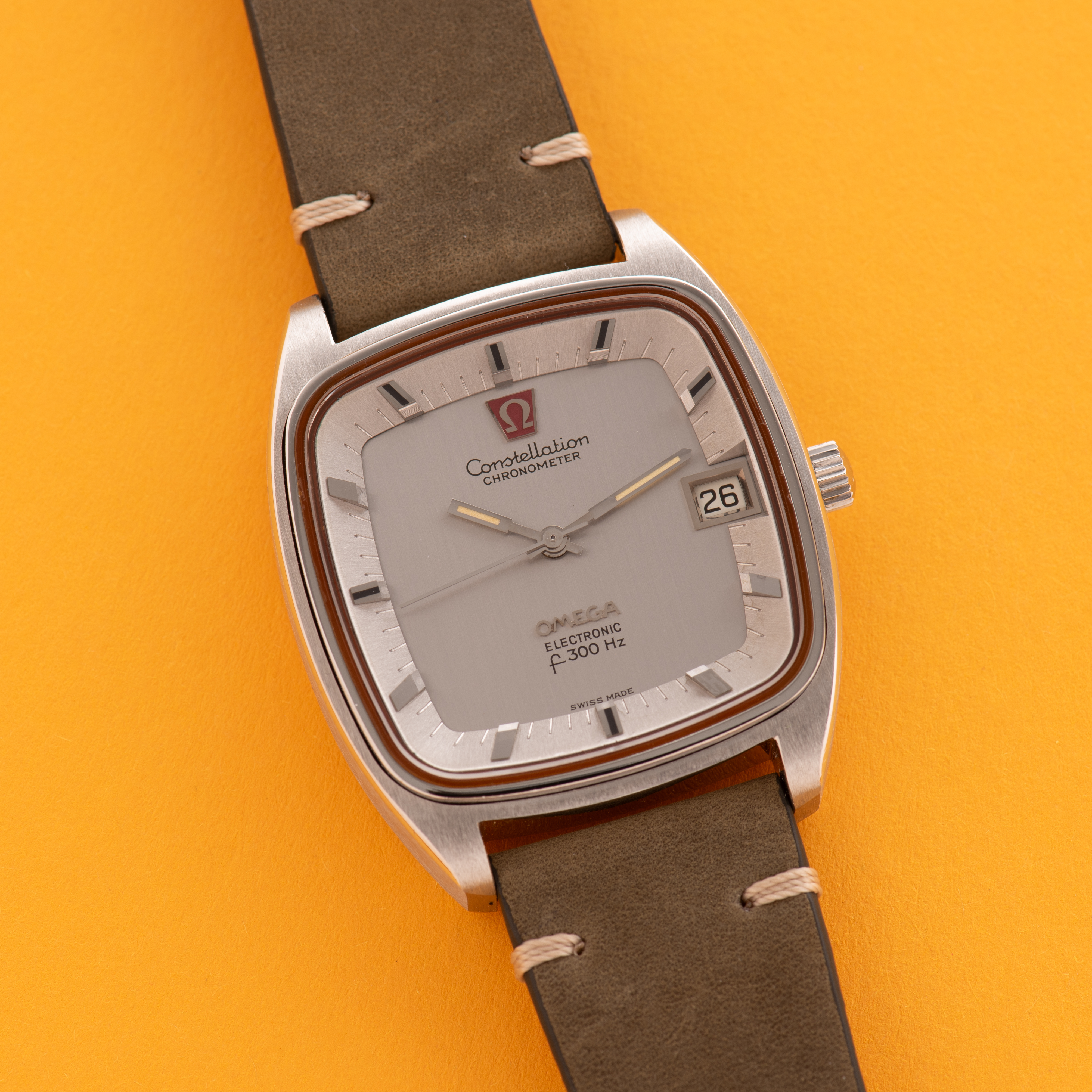 Zicht op Omega Constellation Chronometer Electronic F300Hz vanaf 1972 Ref 198.0027