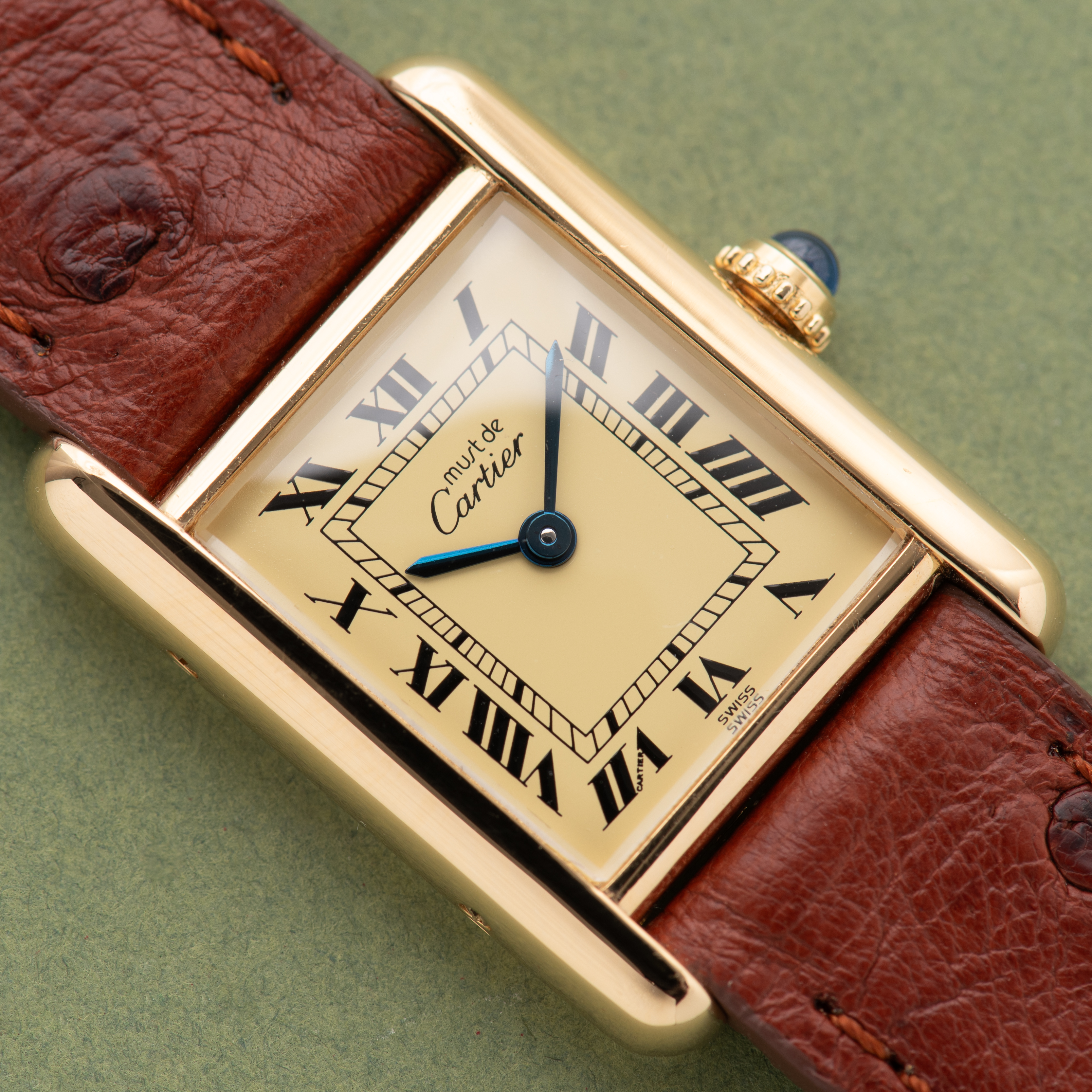 Vue de Cartier Must de Tank Vermeil Quartz Roman Dial cal 157 from 80'