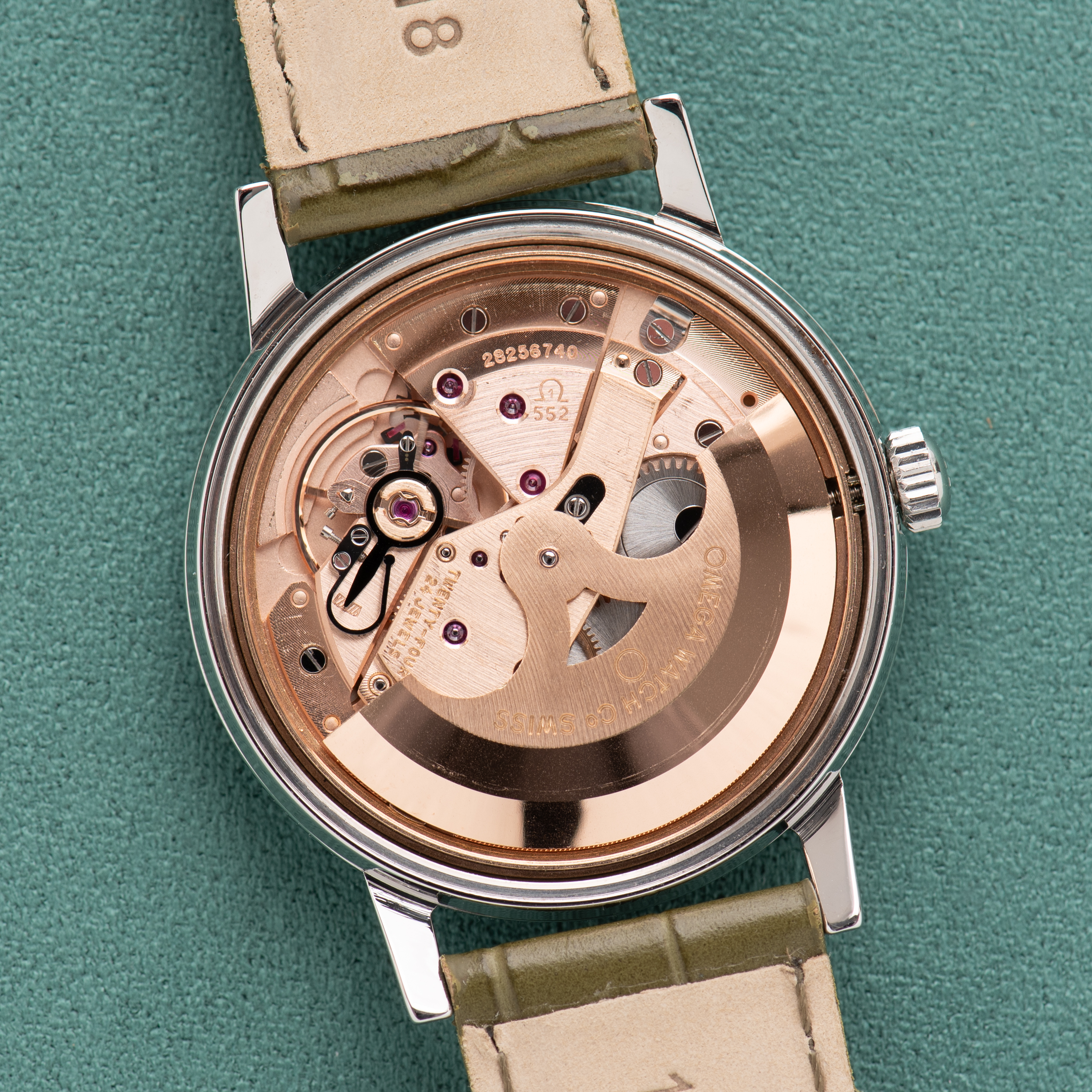 View of Omega Automatic Genève Silver Dial Ref 165.070 from 1969