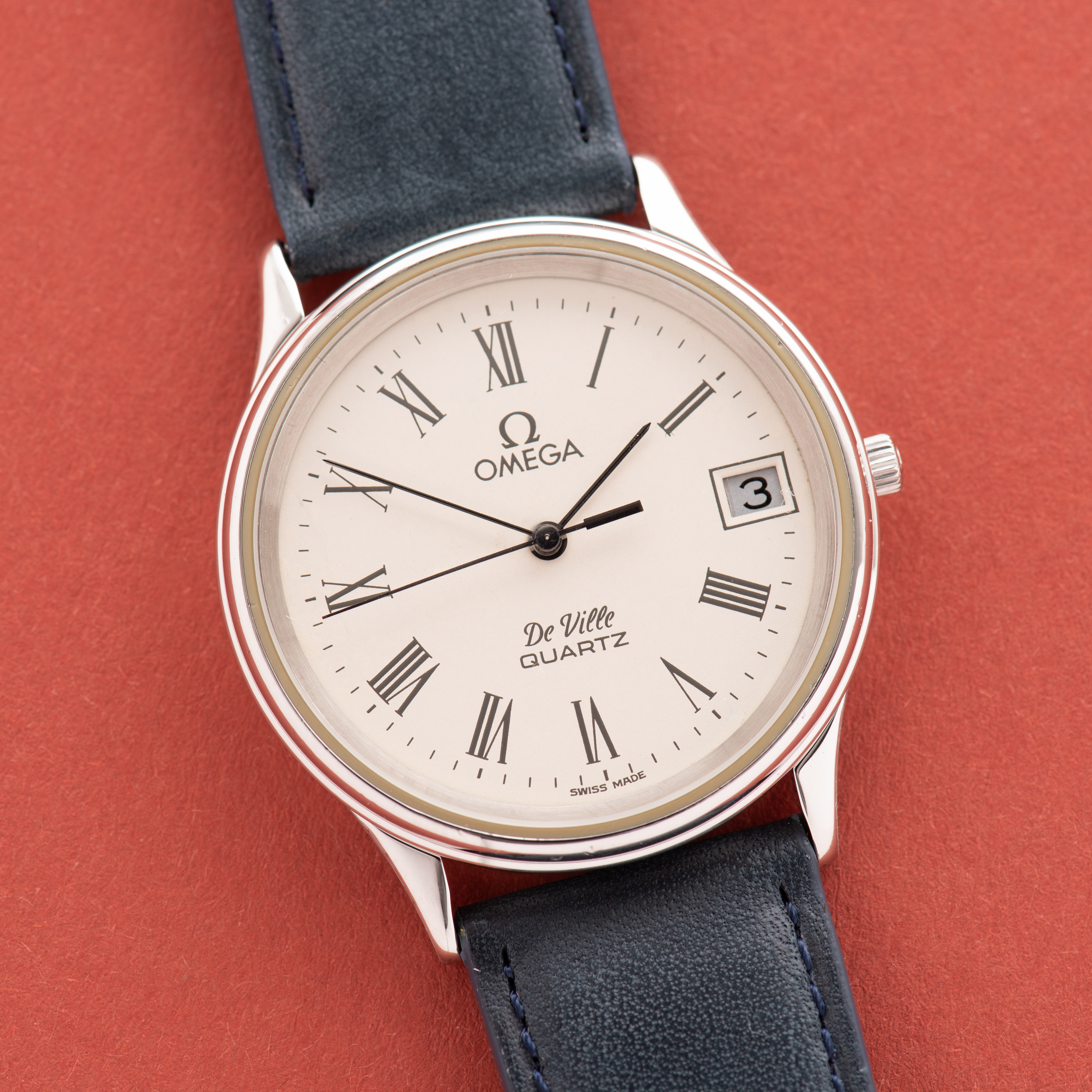View of Omega de Ville Quartz White Dial Ref 196.0164 from 1980