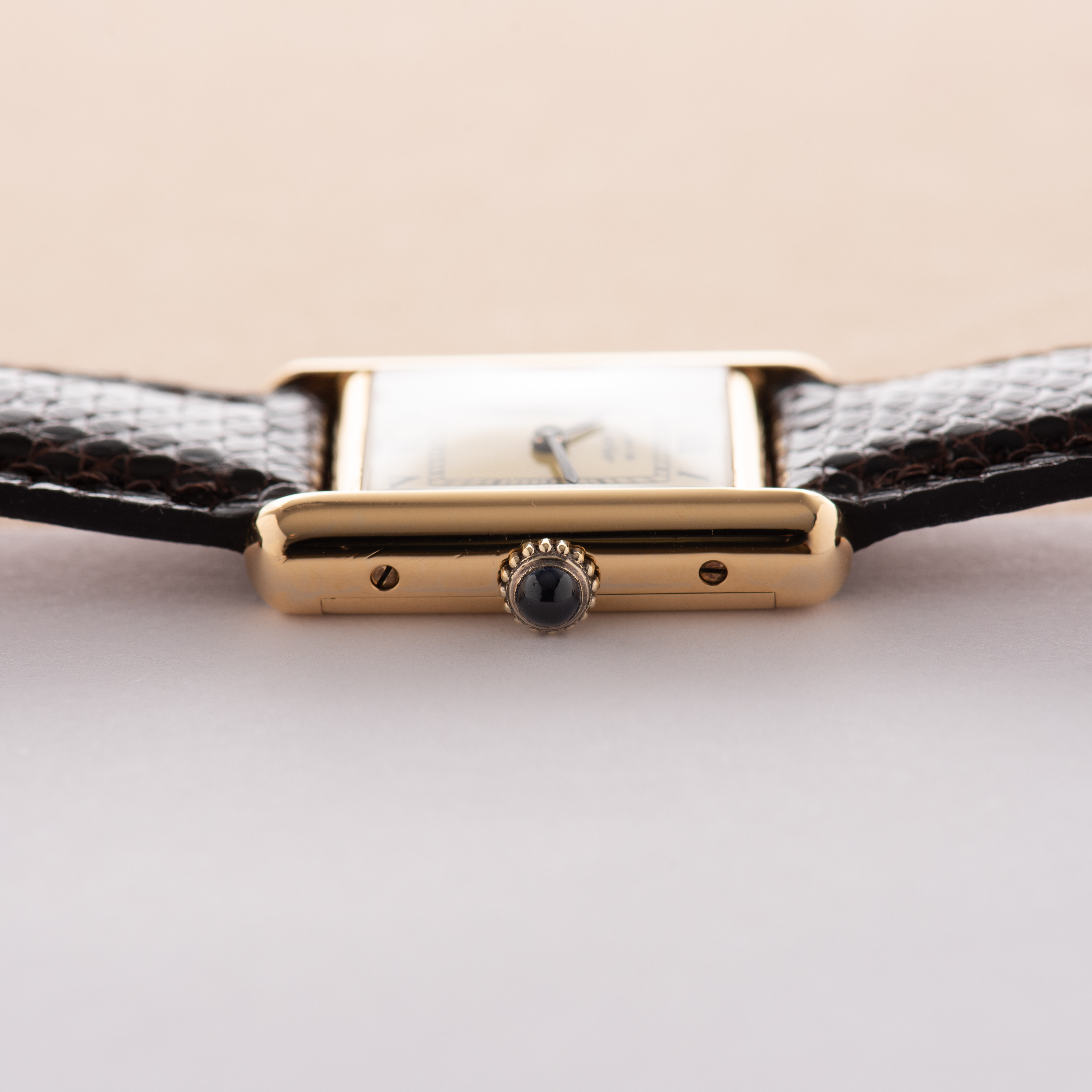 Zicht op Cartier Must by Tank Vermeil Roman Lemon Dial FULL SET van 1980