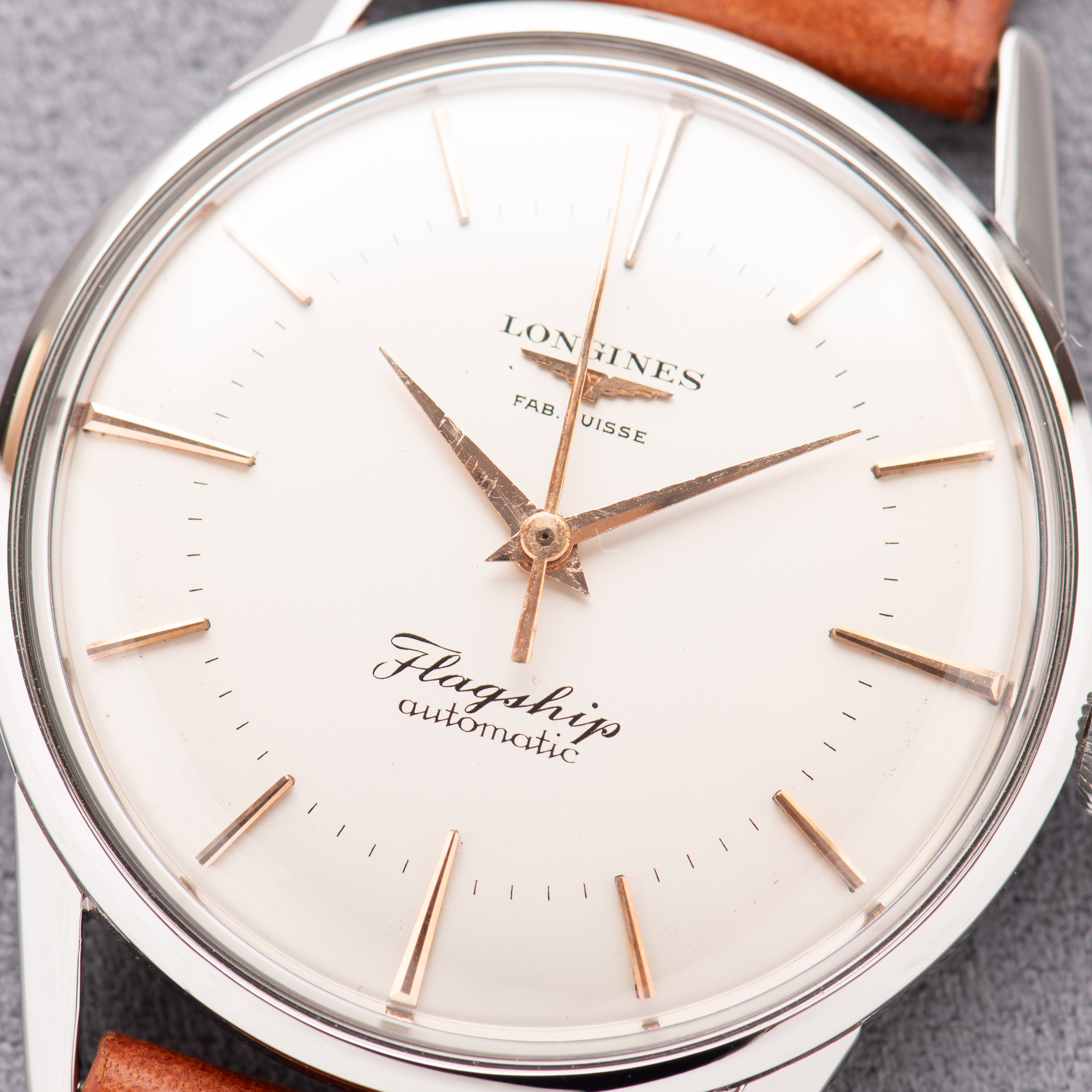 Zicht op Longines Flagship Automatic Steel – Caliber 380 – Ref. 1104 – Circa 1970-1980
