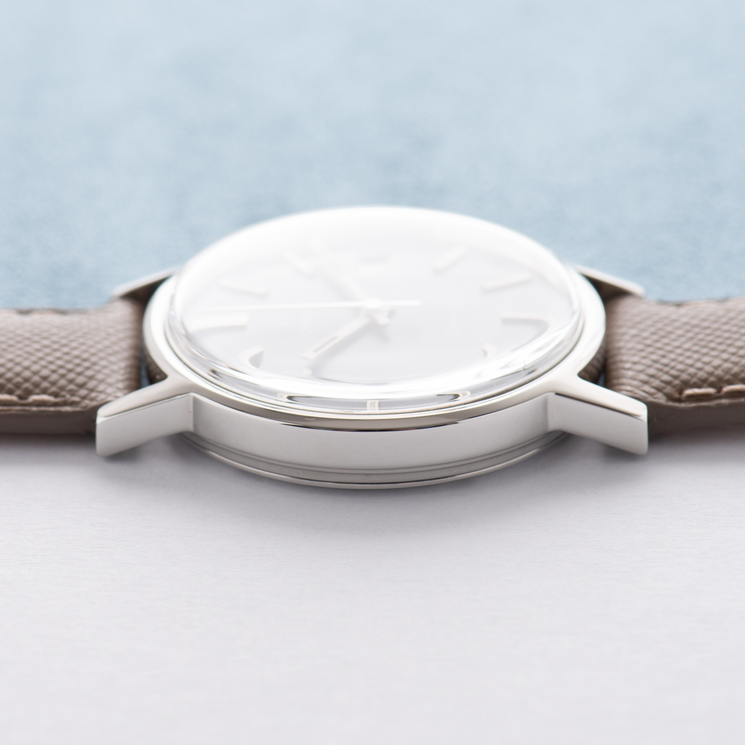 View of Omega Geneva Date Blue/Grey dial Ref 136.0099 from 1972