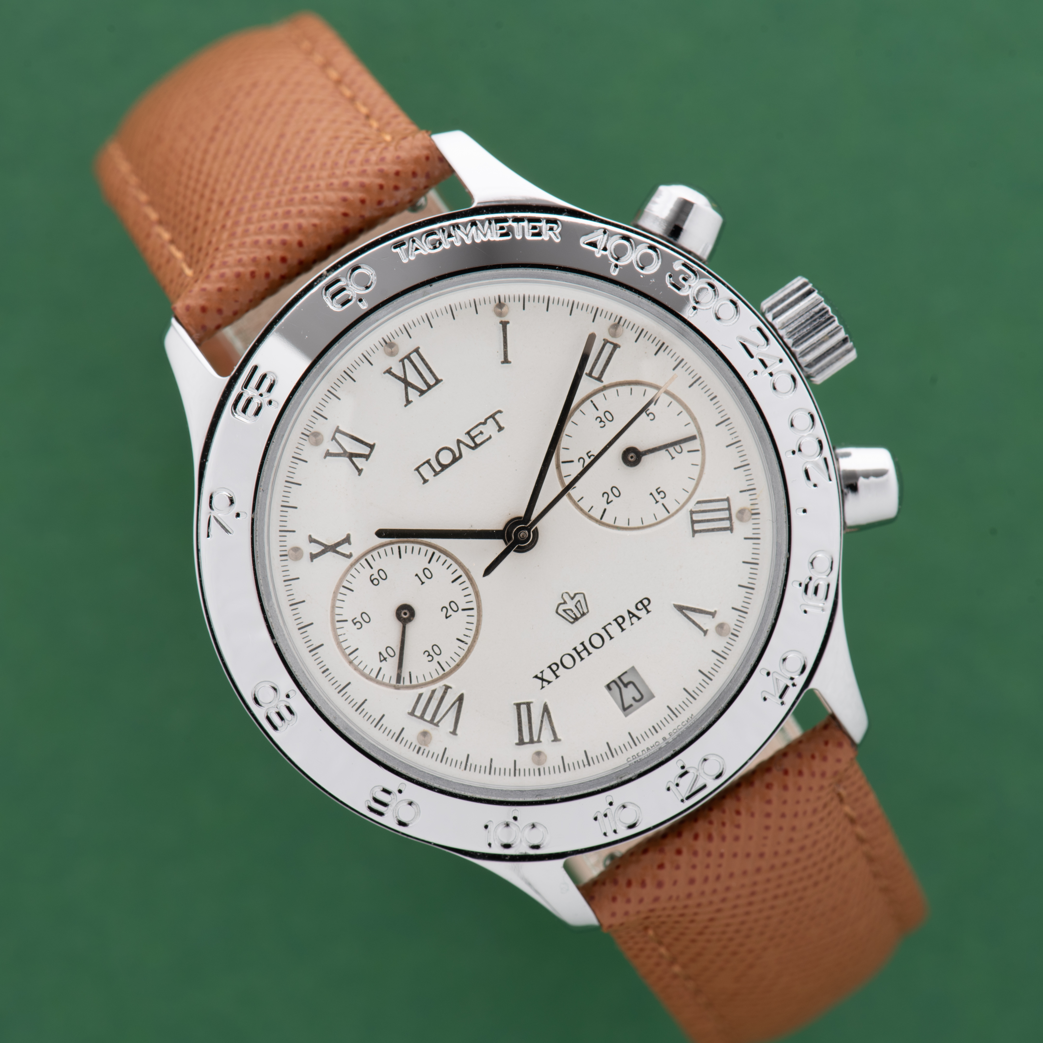 Zicht op Poljot Movet Chronograph 3133 Nieuwe oude voorraad