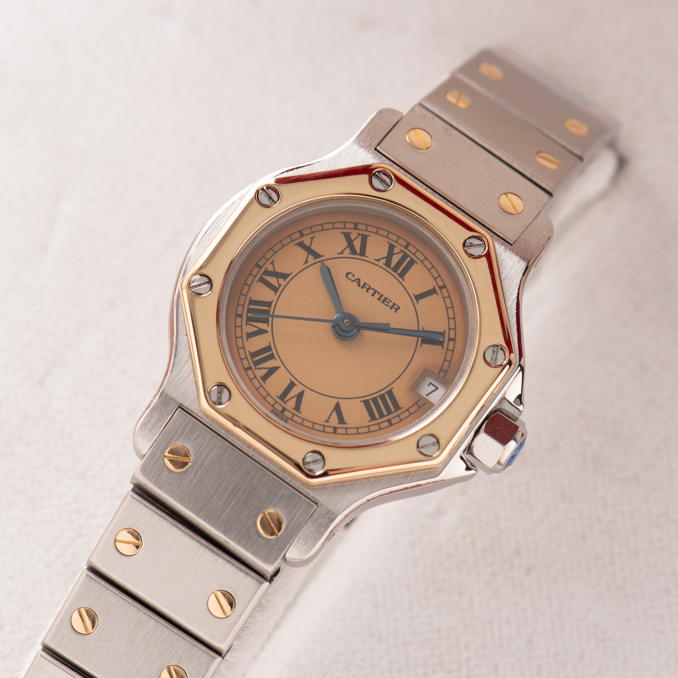 Vue de Cartier Santos Octagon Gold/steel Patina Dial réf 187903 with box/papers