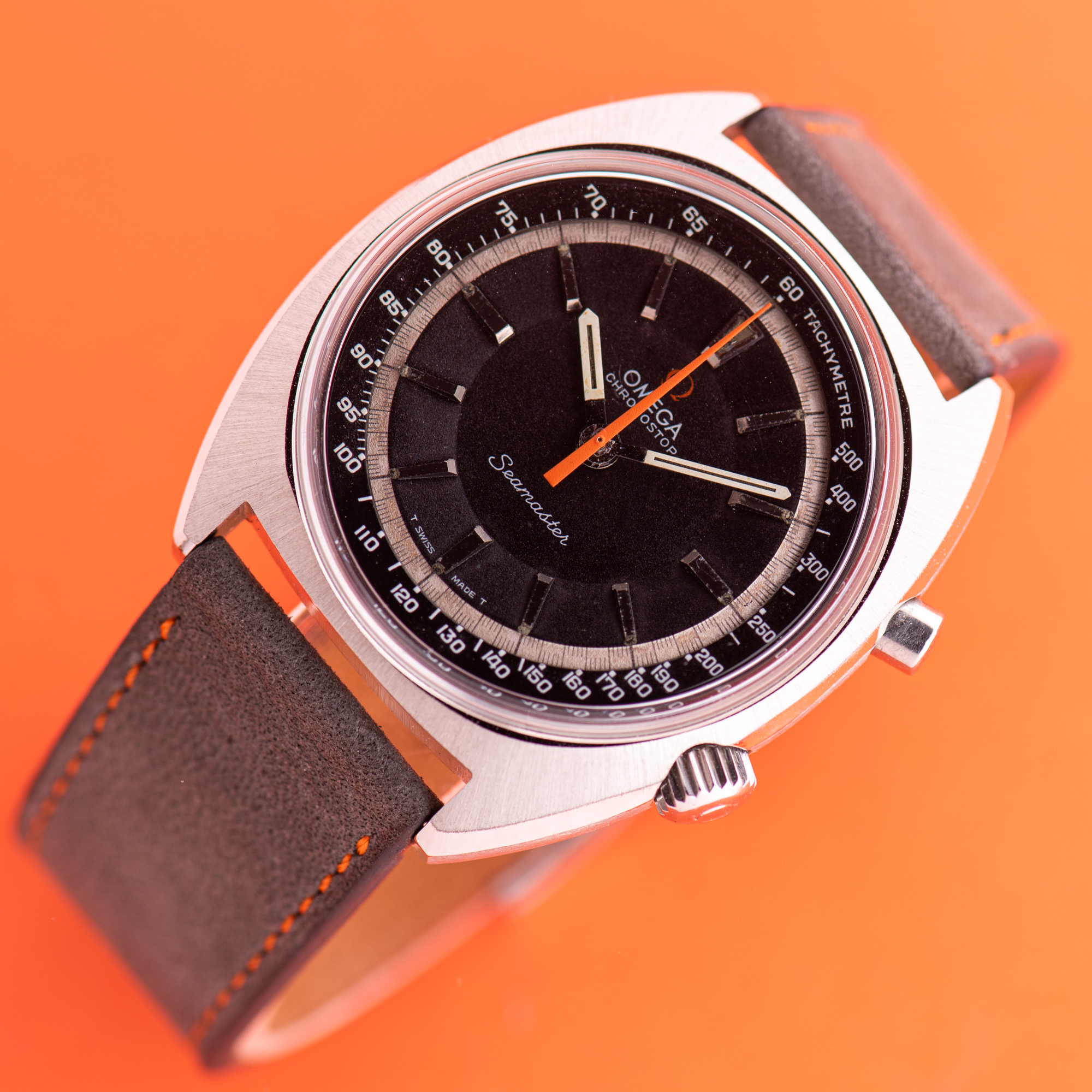 Zicht op Omega Chronostop Seamaster cal 865 réf 145.007 from 1968