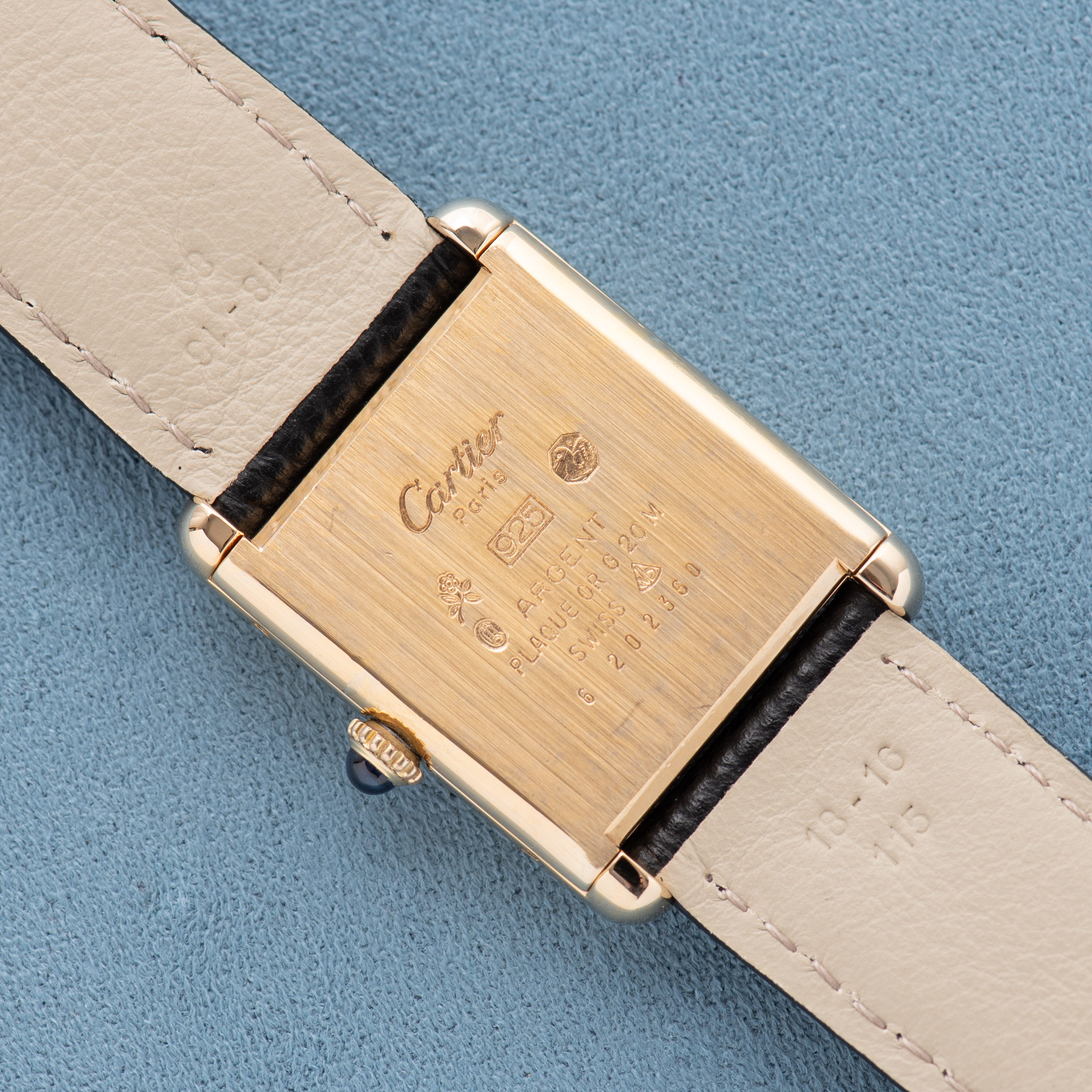 Vue de Cartier Tank De Must Vermeil GM Bordeau Dial Full Set from 1982