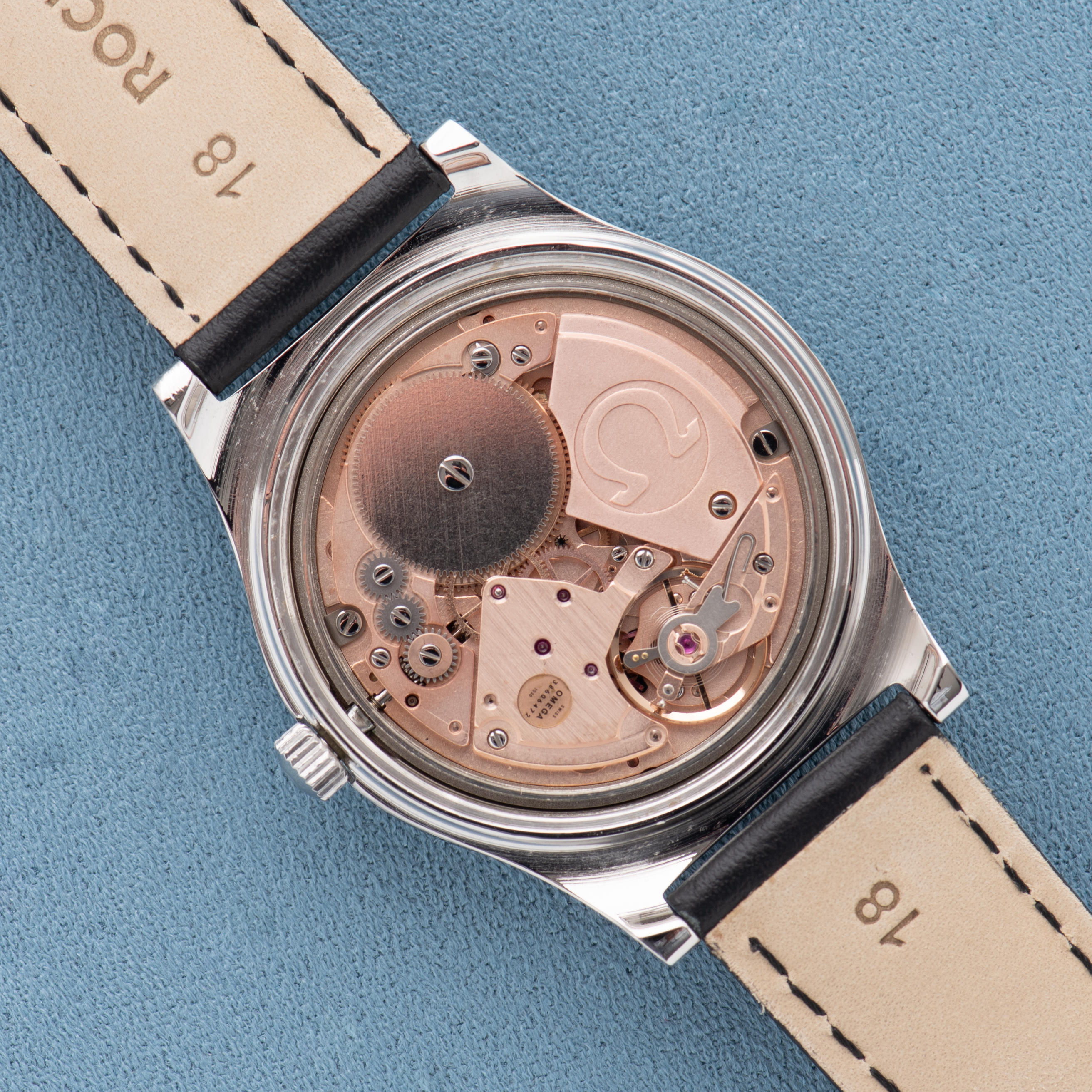 View of Omega Geneva Mechanical Date Cal 1030 Ref 136.0102 from 1974