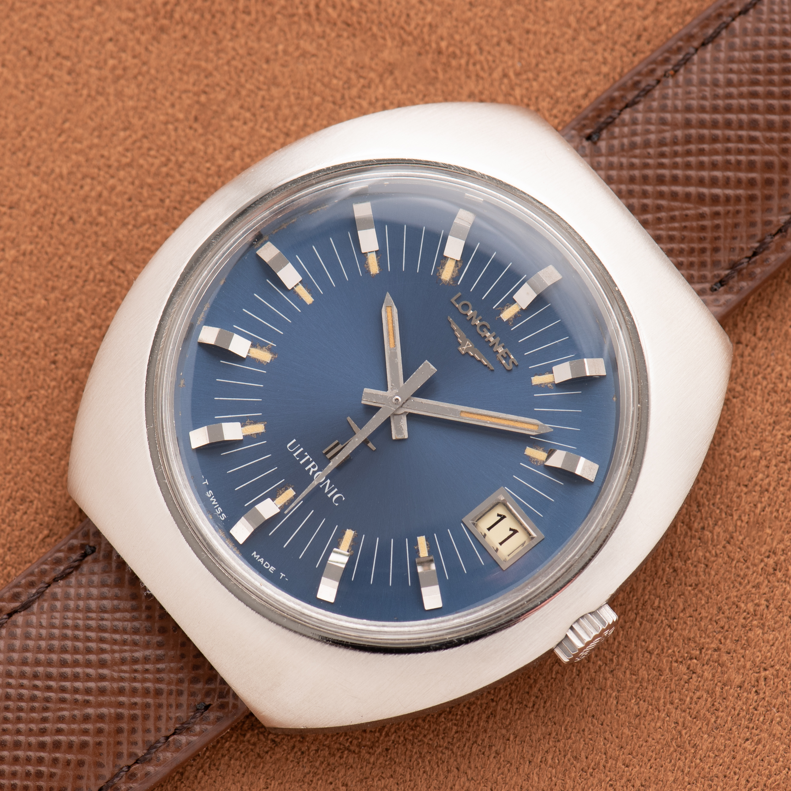Vue de Longines Ultronic Blue Patina dial réf 8480 cal 6312 from 1970
