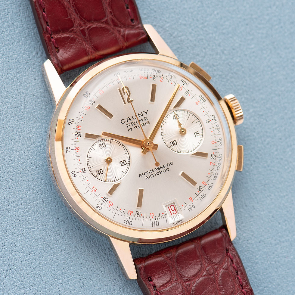 Miniature : Cauny Prima Chronographe Incabloc 17rubis Landeron 187 New Old Stock