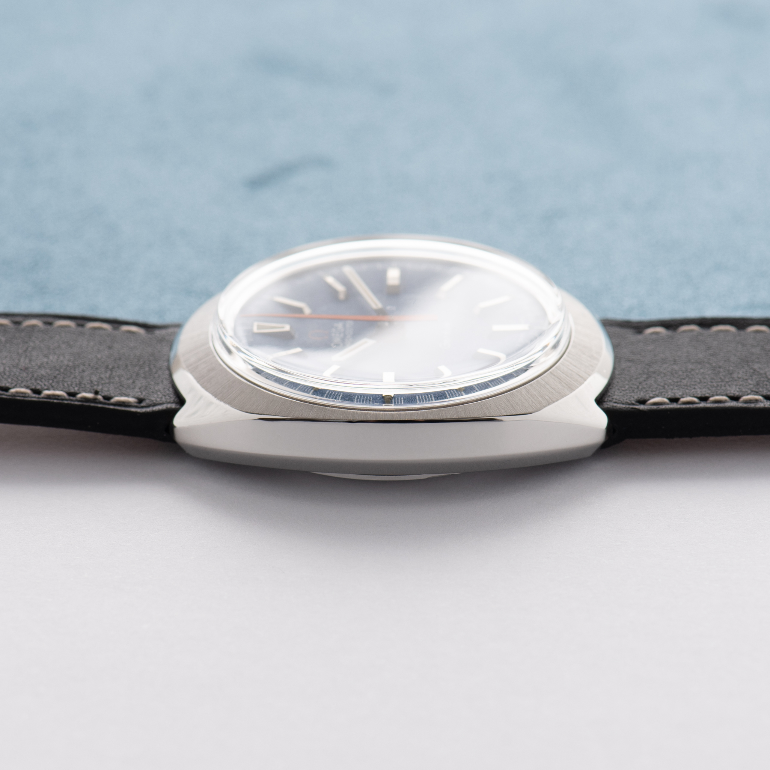 View of Omega Geneva Chronostop Blue Dial Ref 145.009 from 1968 Cal 865
