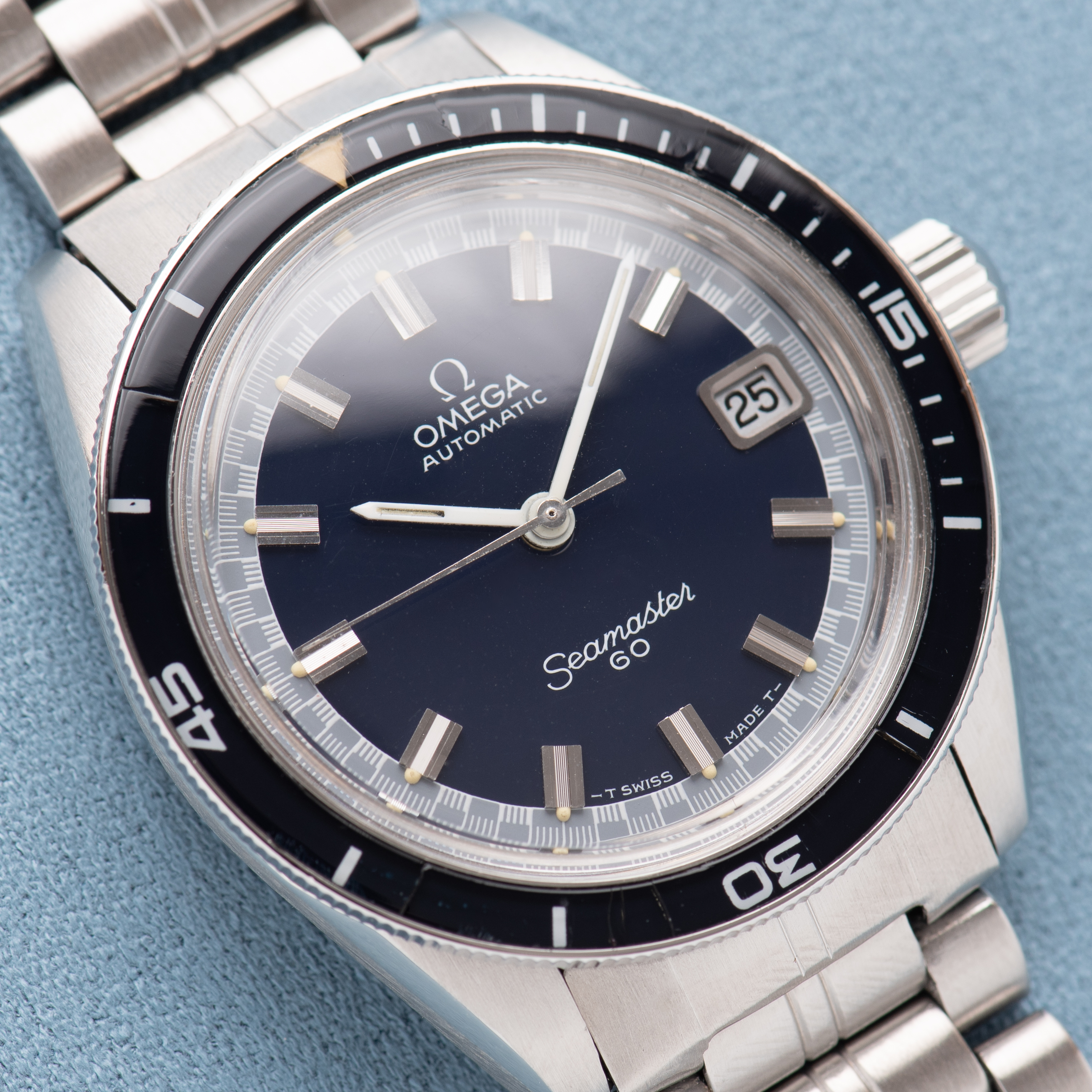 View of Omega Automatic Seamaster 60 Divers from 1969 Ref 166.062