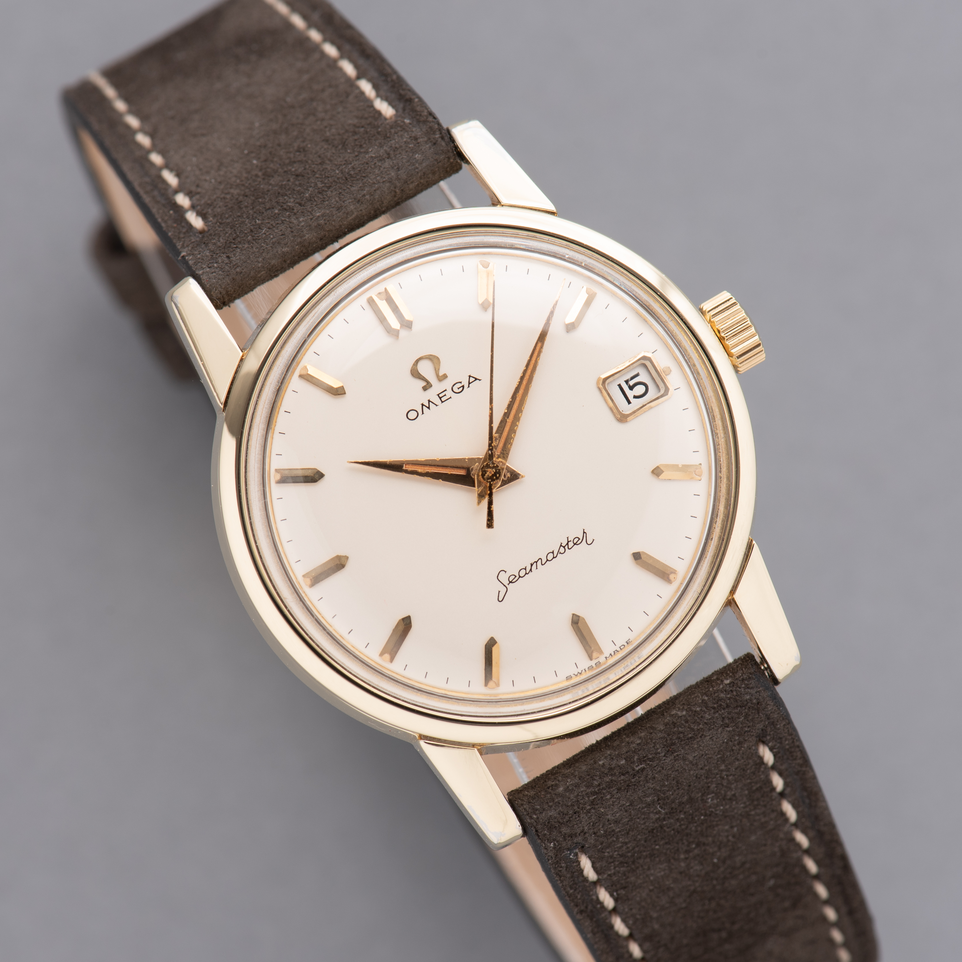 View of Omega Seamaster Gold Capped ref 14384-61 SC from 1962