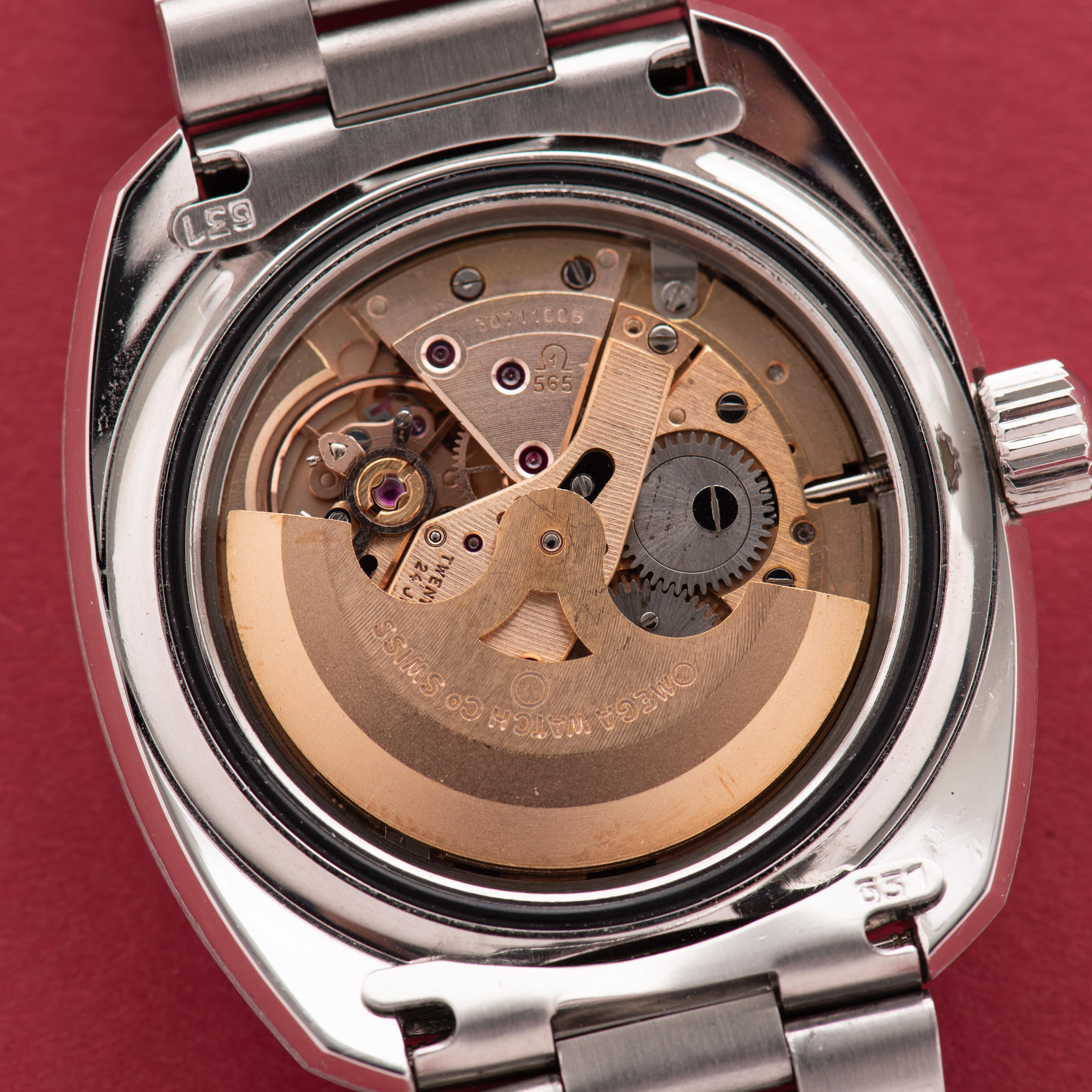 View of Omega Automatic Seamaster 200M "Banana" from 1969 Réf 166.068