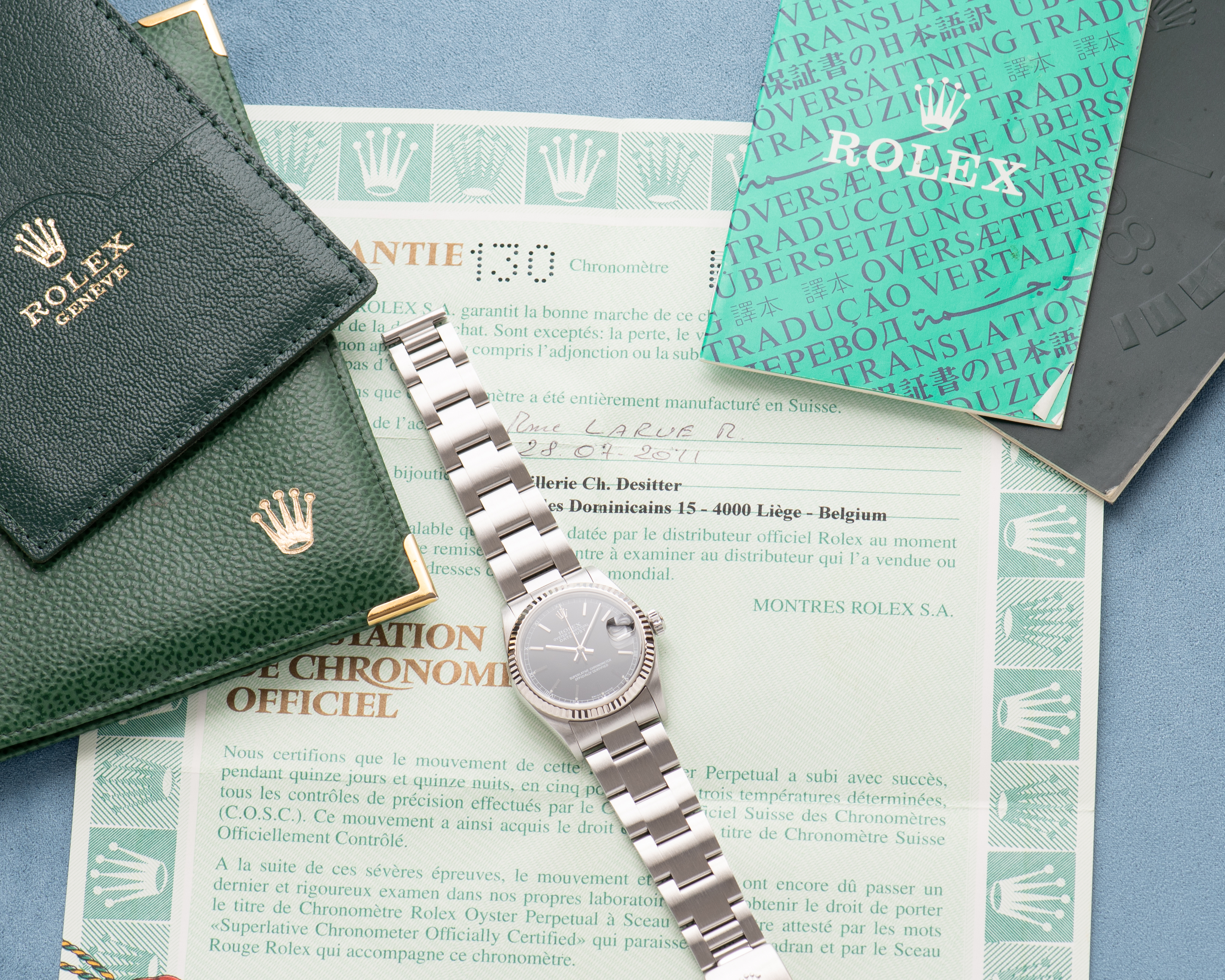 Vue de Rolex Oyster Datejust 31mm Black Dial Réf 78274 With Papers