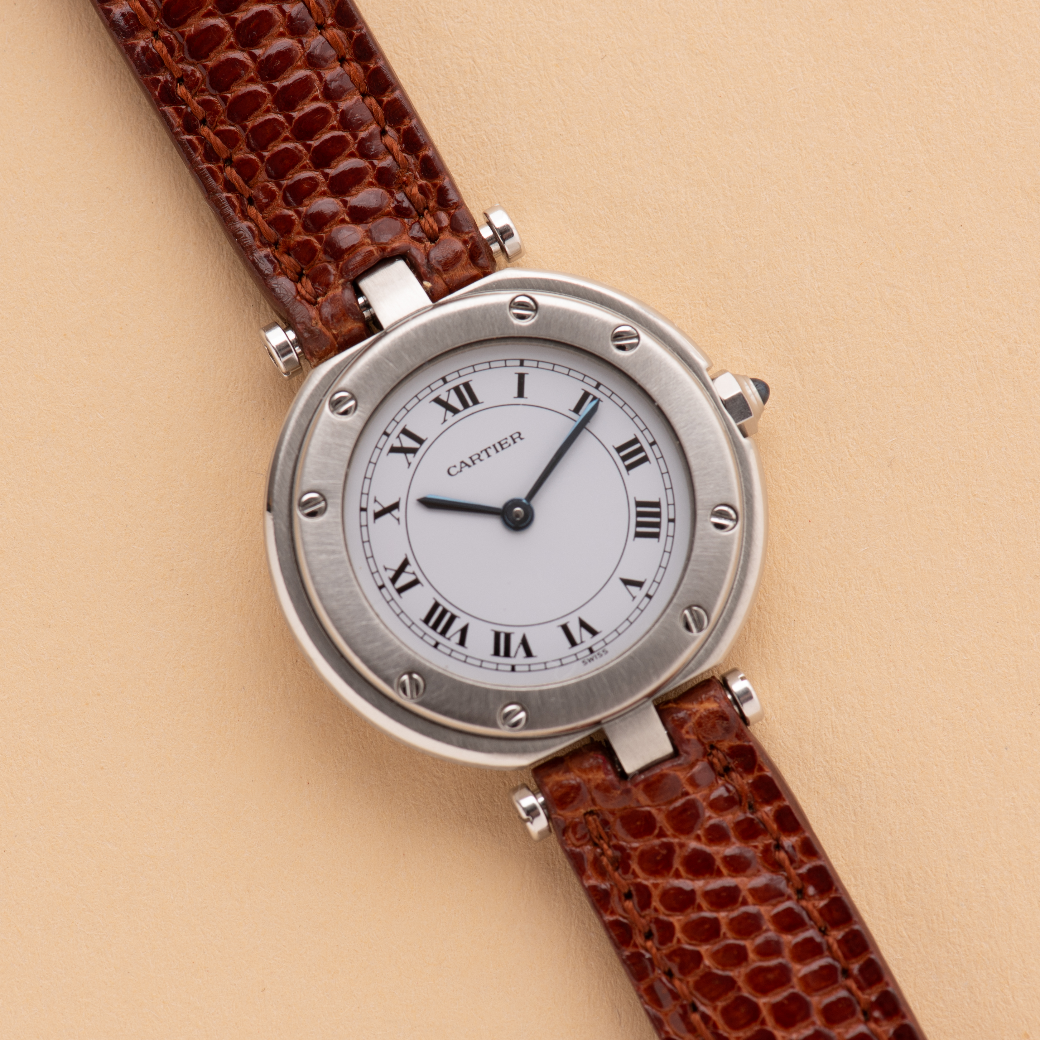 View of Cartier Santos Vendome White Roman dial réf 8192 Full set