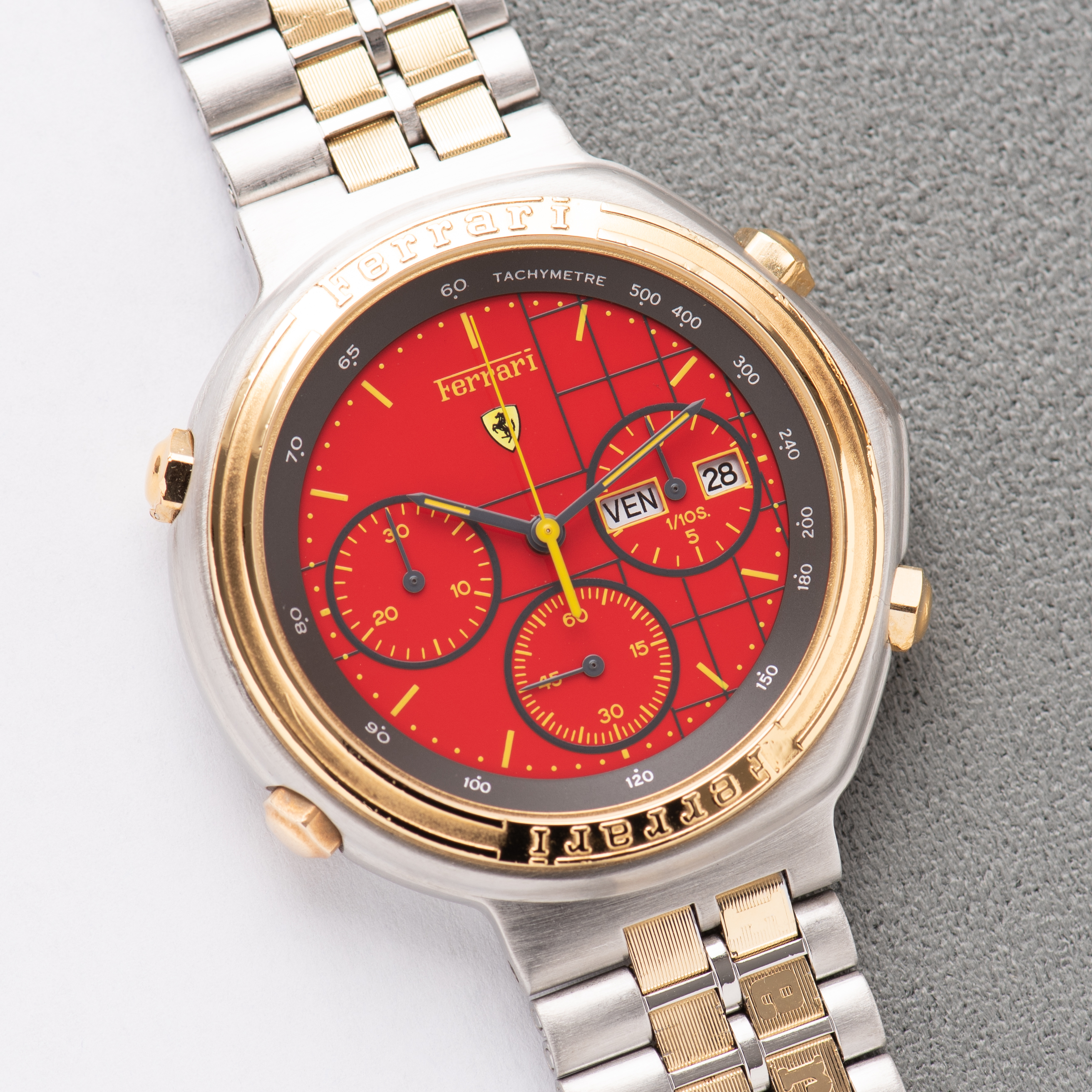 View of Ferrari By Cartier Formula Red Dial from 1990