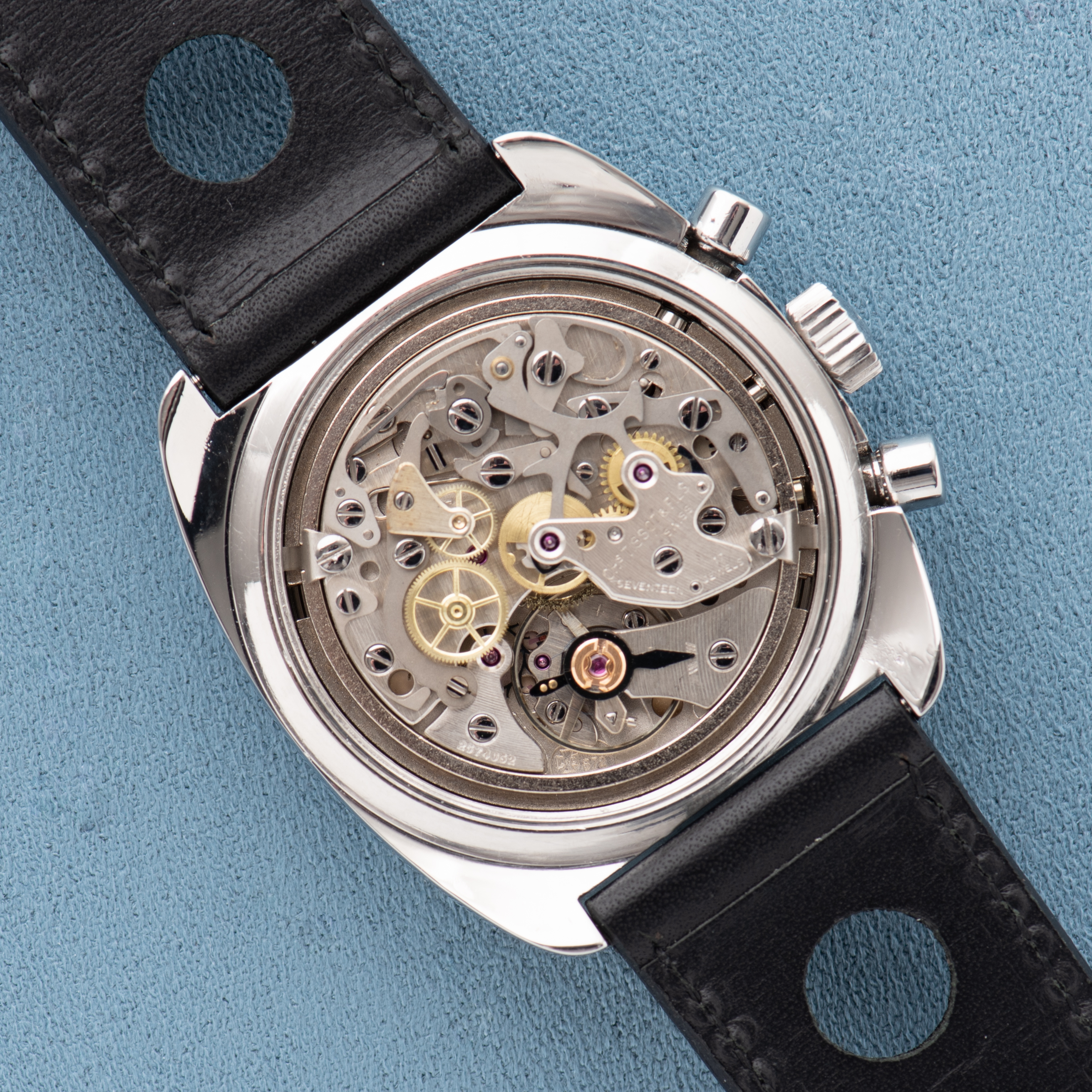 View of Tissot Swiss Navigator Chronograph ref 40521 Lemania 872