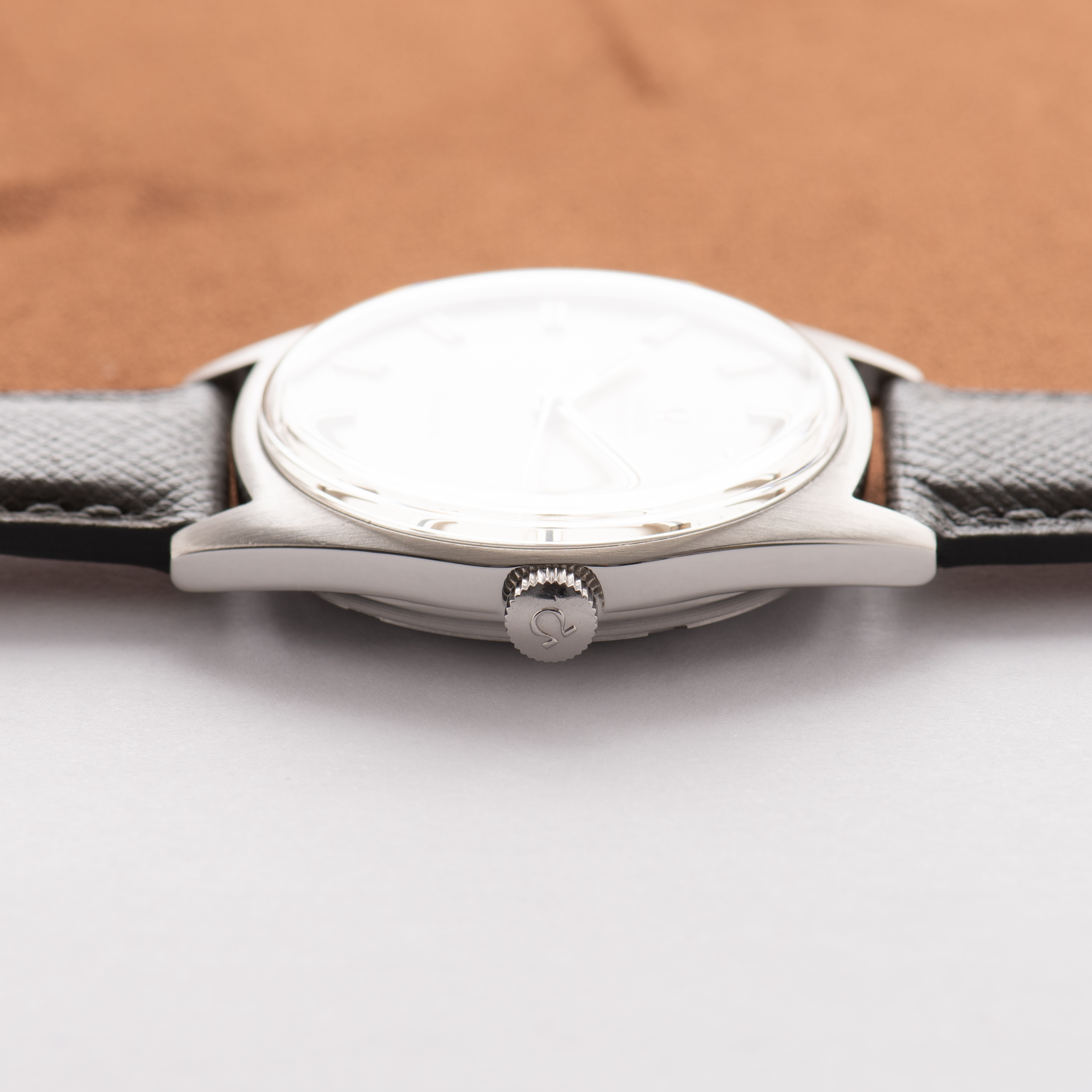 View of Omega Automatic Genève Silver Dial ref 165.041 from 1968
