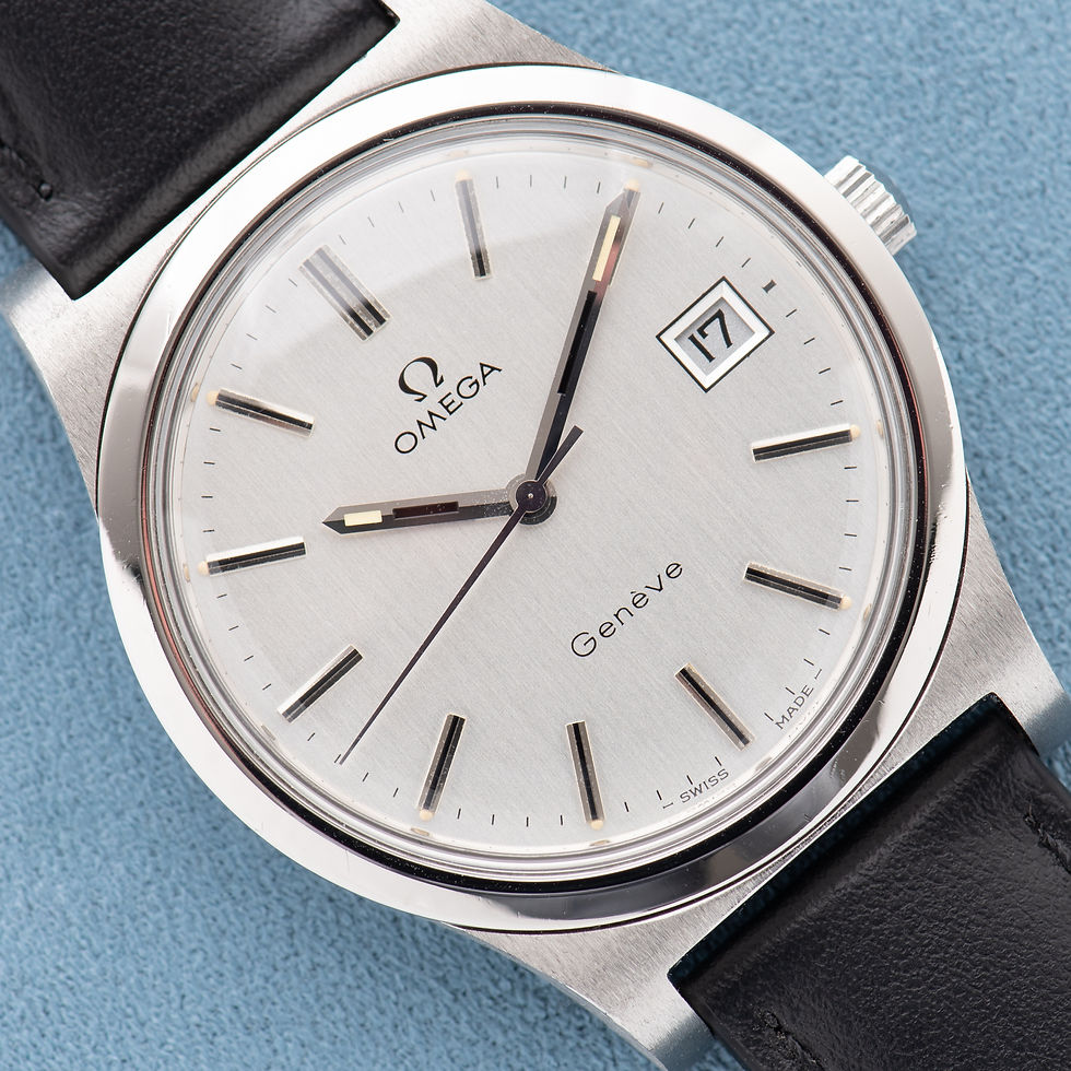 Thumbnail: Omega Genève Date mécanique Cal 1030 Réf 136.0102 from 1974