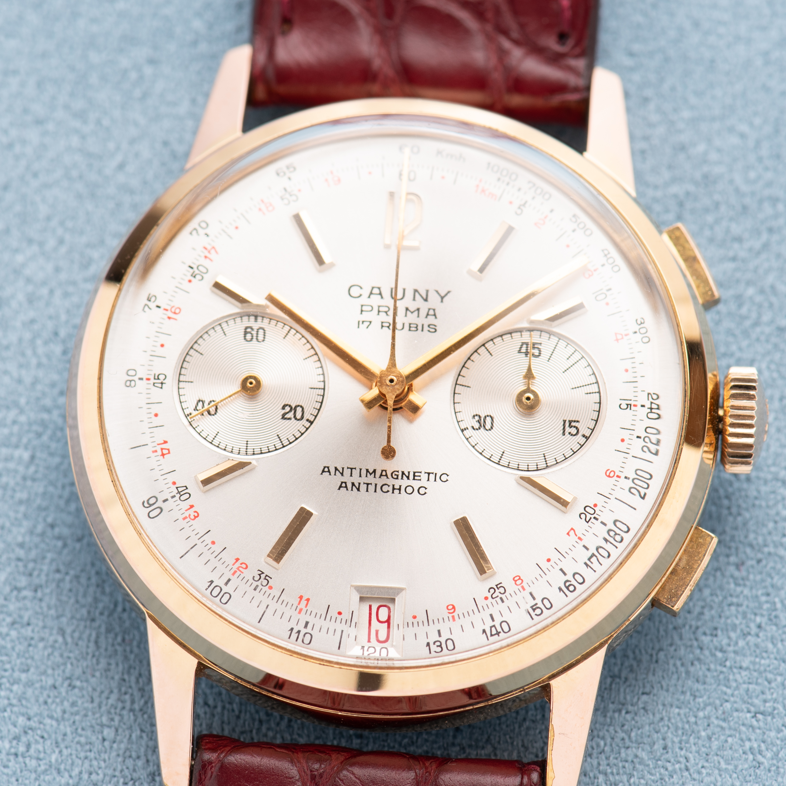 Vue de Cauny Prima Chronographe Incabloc 17rubis Landeron 187 New Old Stock