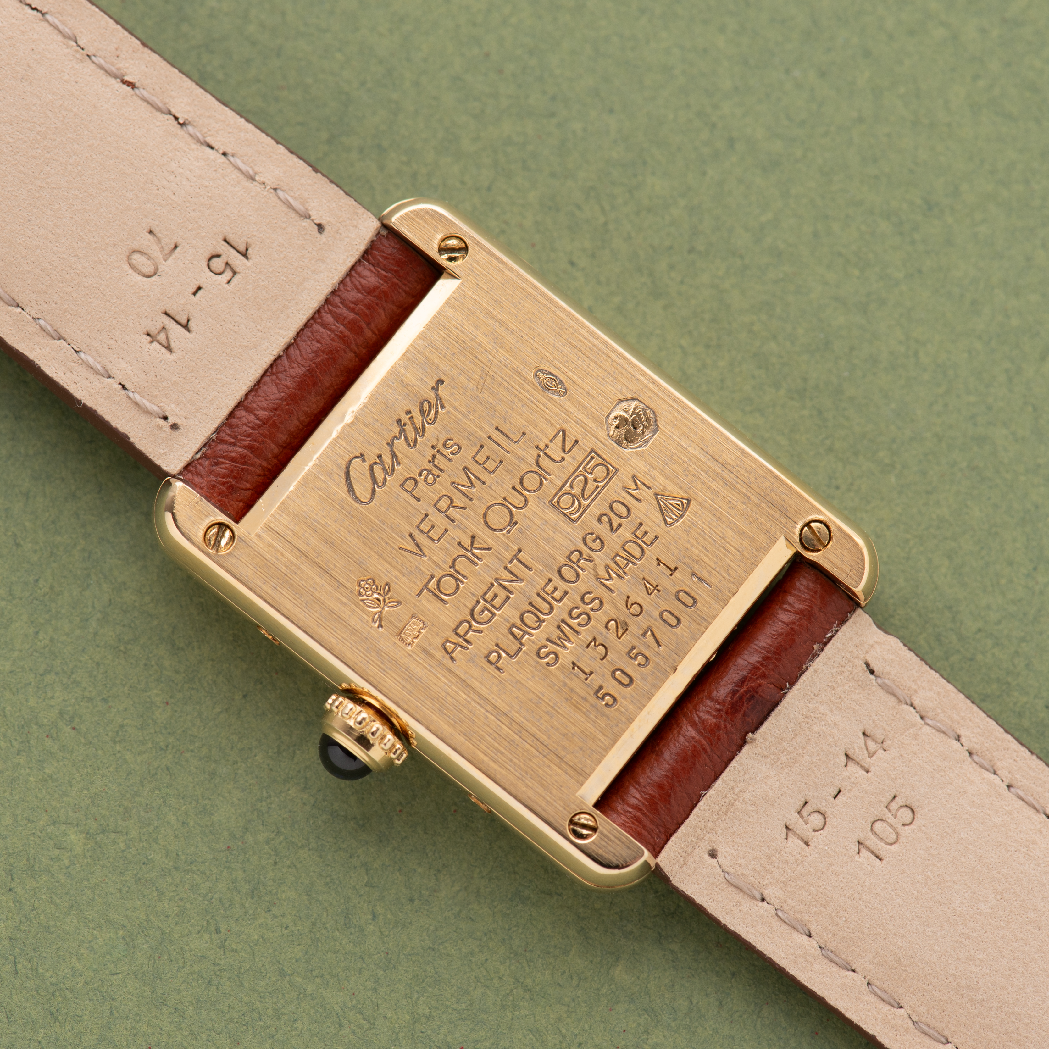 Vue de Cartier Must de Tank Vermeil Quartz Roman Dial cal 157 from 80'