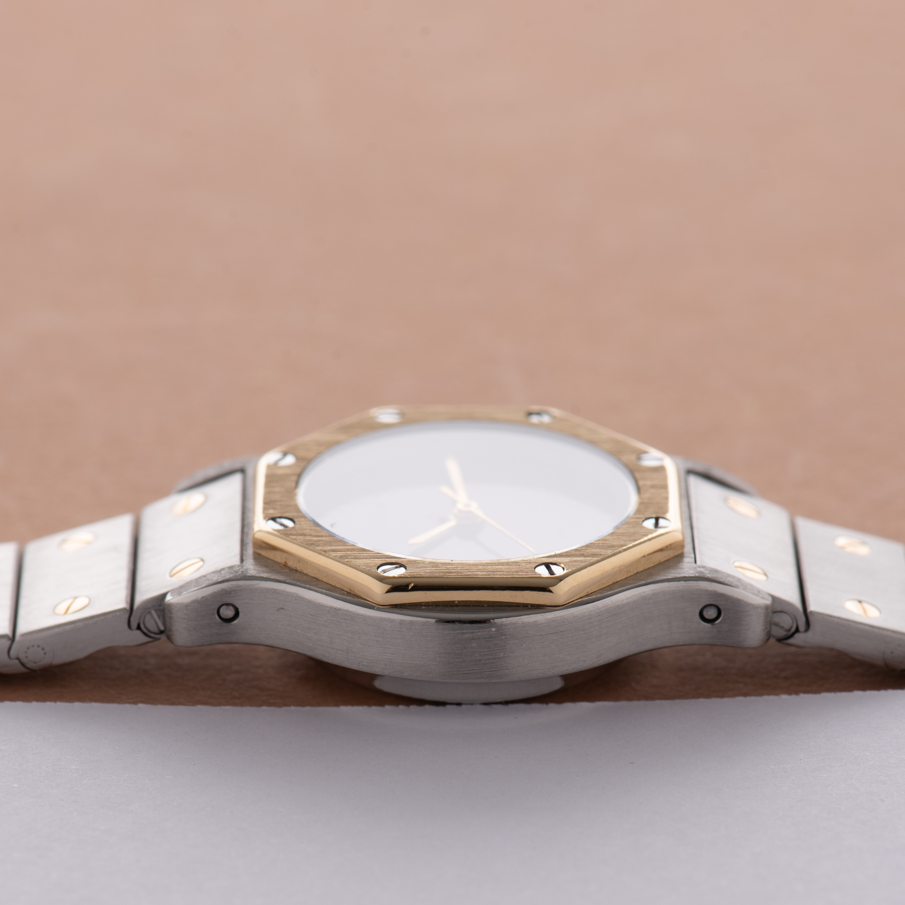 View of Cartier Octagon Burgundy Spider Dial réf 0907