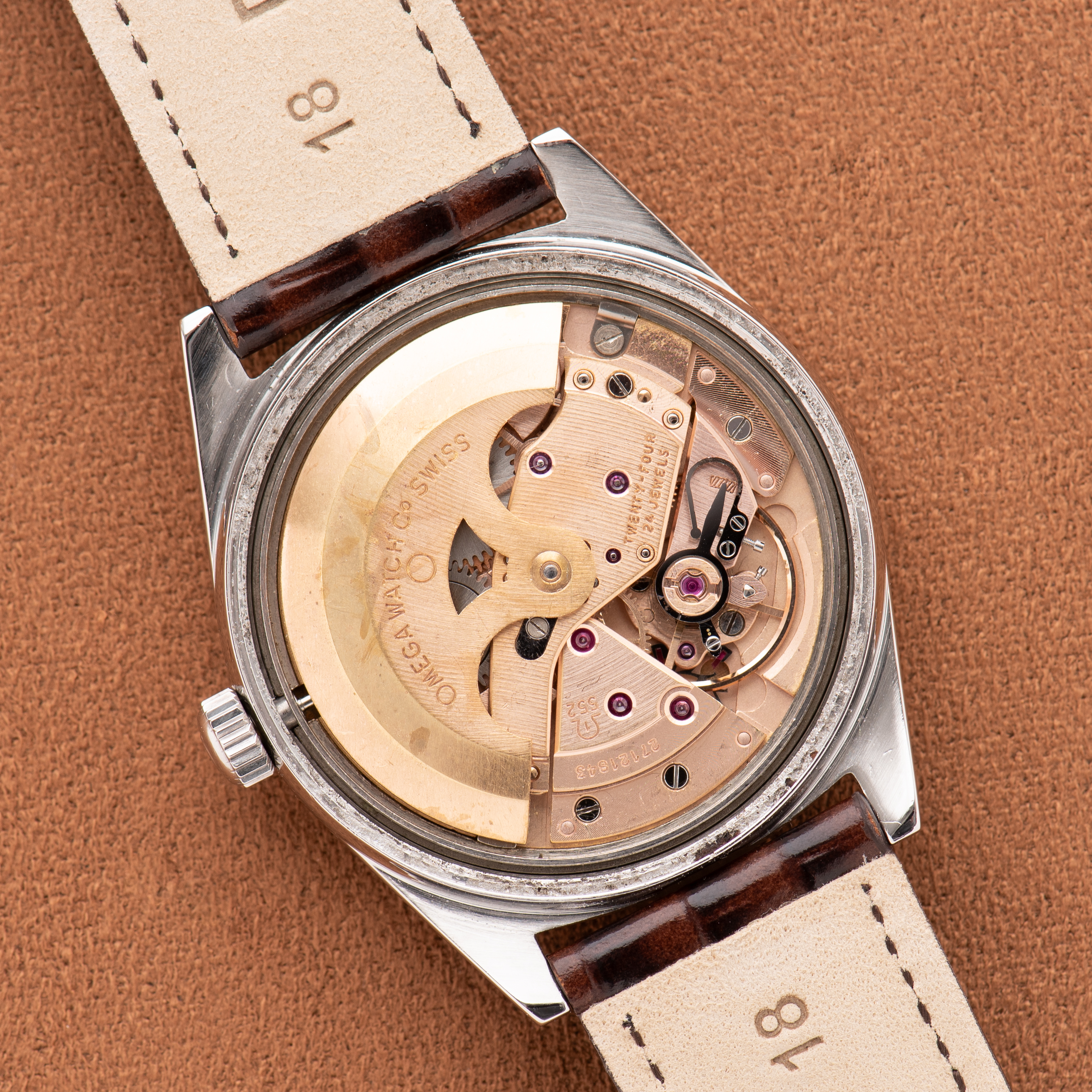 View of Omega Automatic Genève Redial white/creme Ref 166.041 cal 552 from 1968
