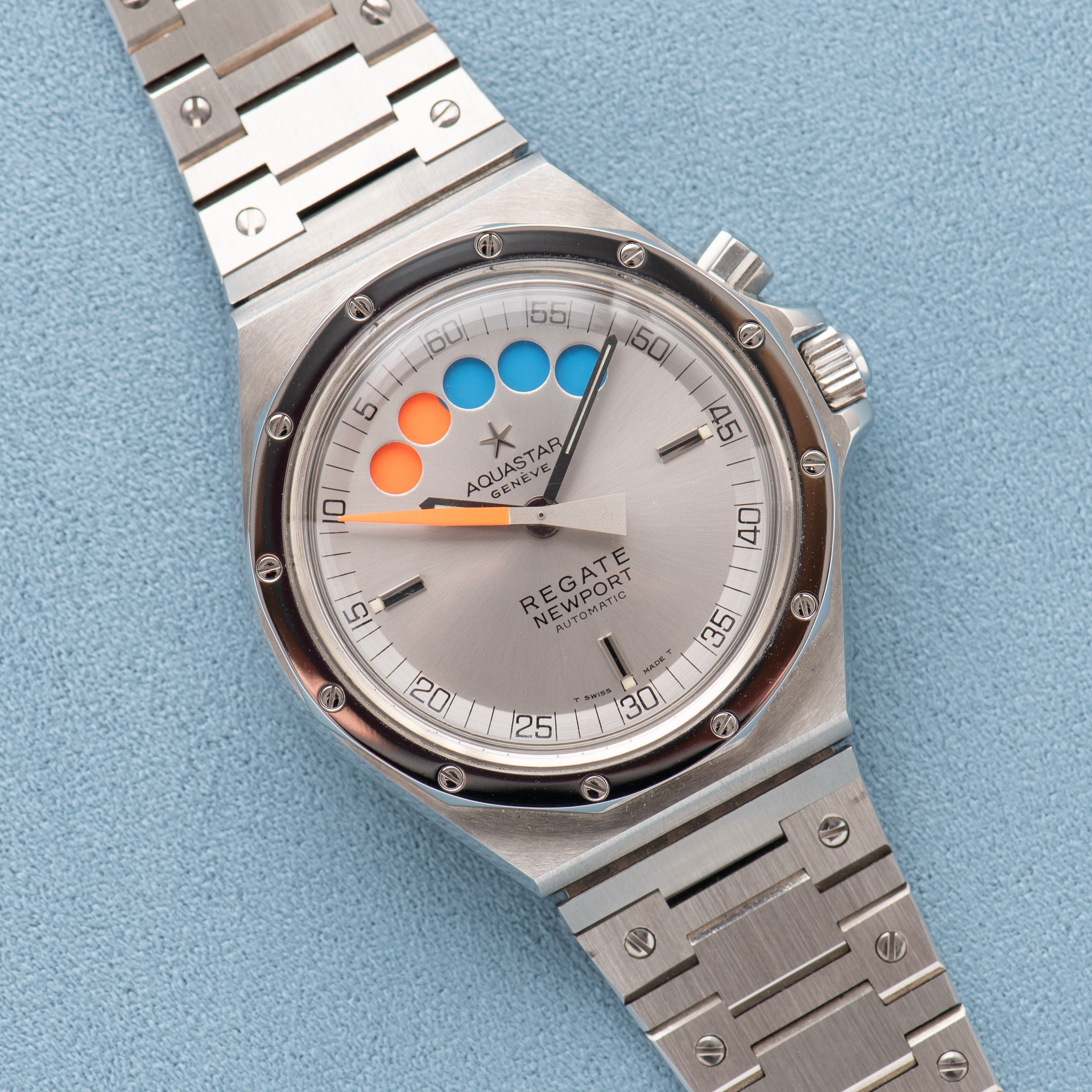 View of Aquastar Geneva Regate Newport Automatic Ref 9856 New Old Stock