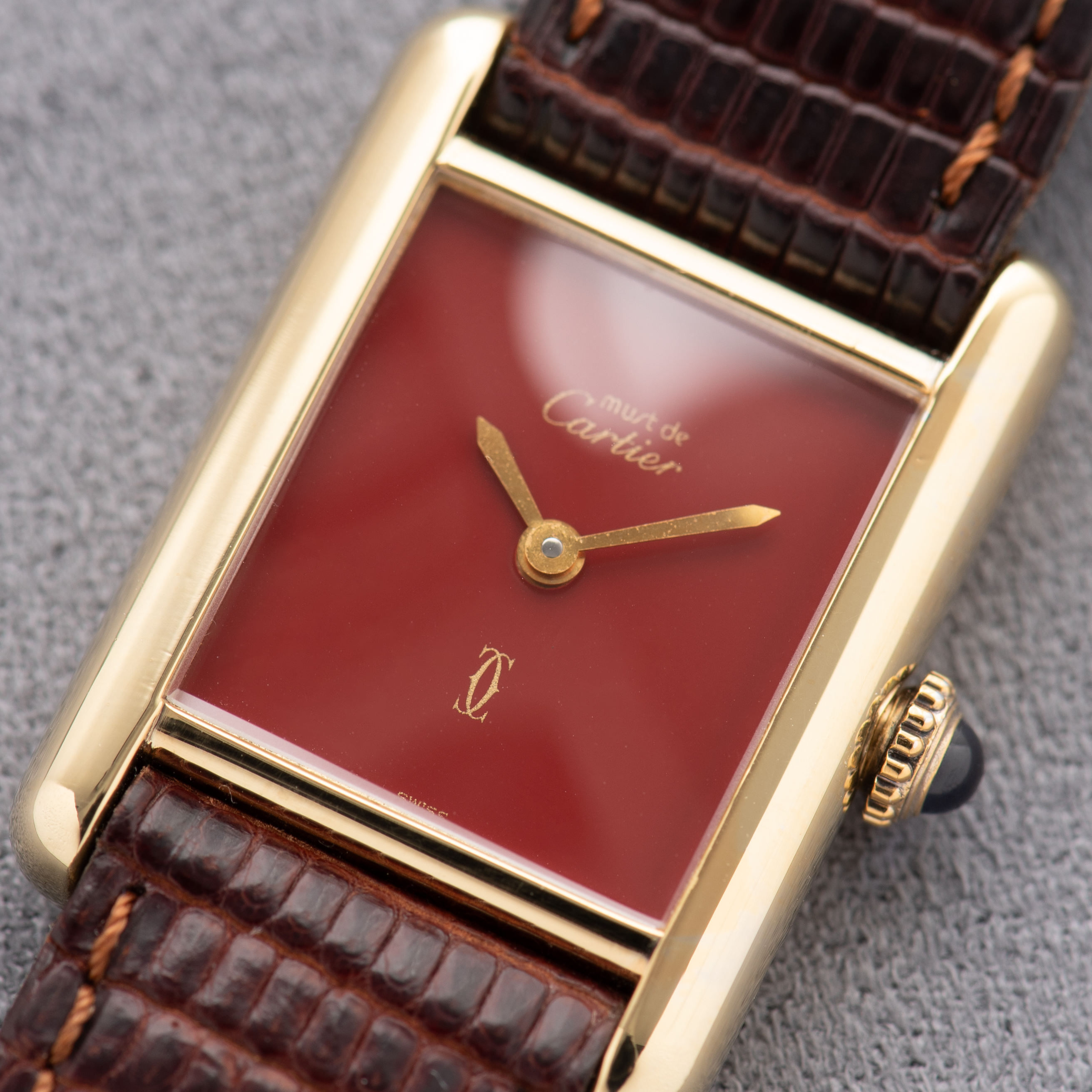 Vue de Cartier Must de Tank de Must Vermeil Burgundy Dial from 1980