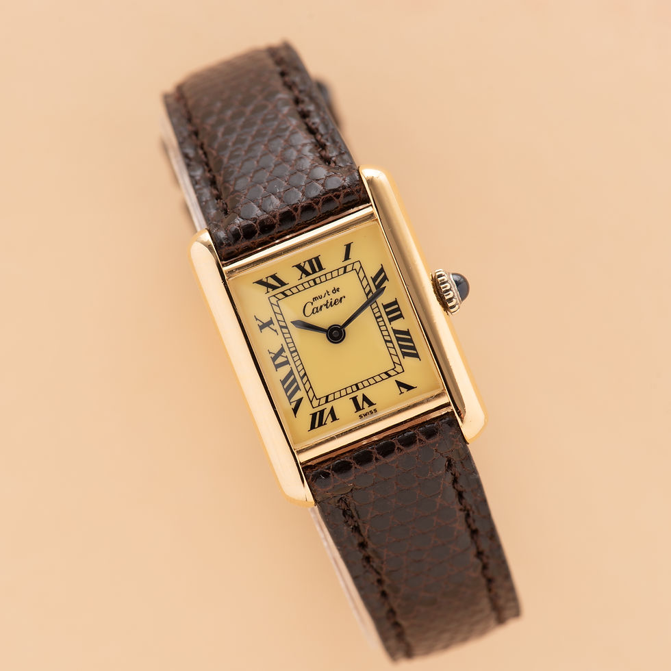 Thumbnail: Cartier Must de Tank Vermeil Roman Lemon Dial FULL SET from 1980