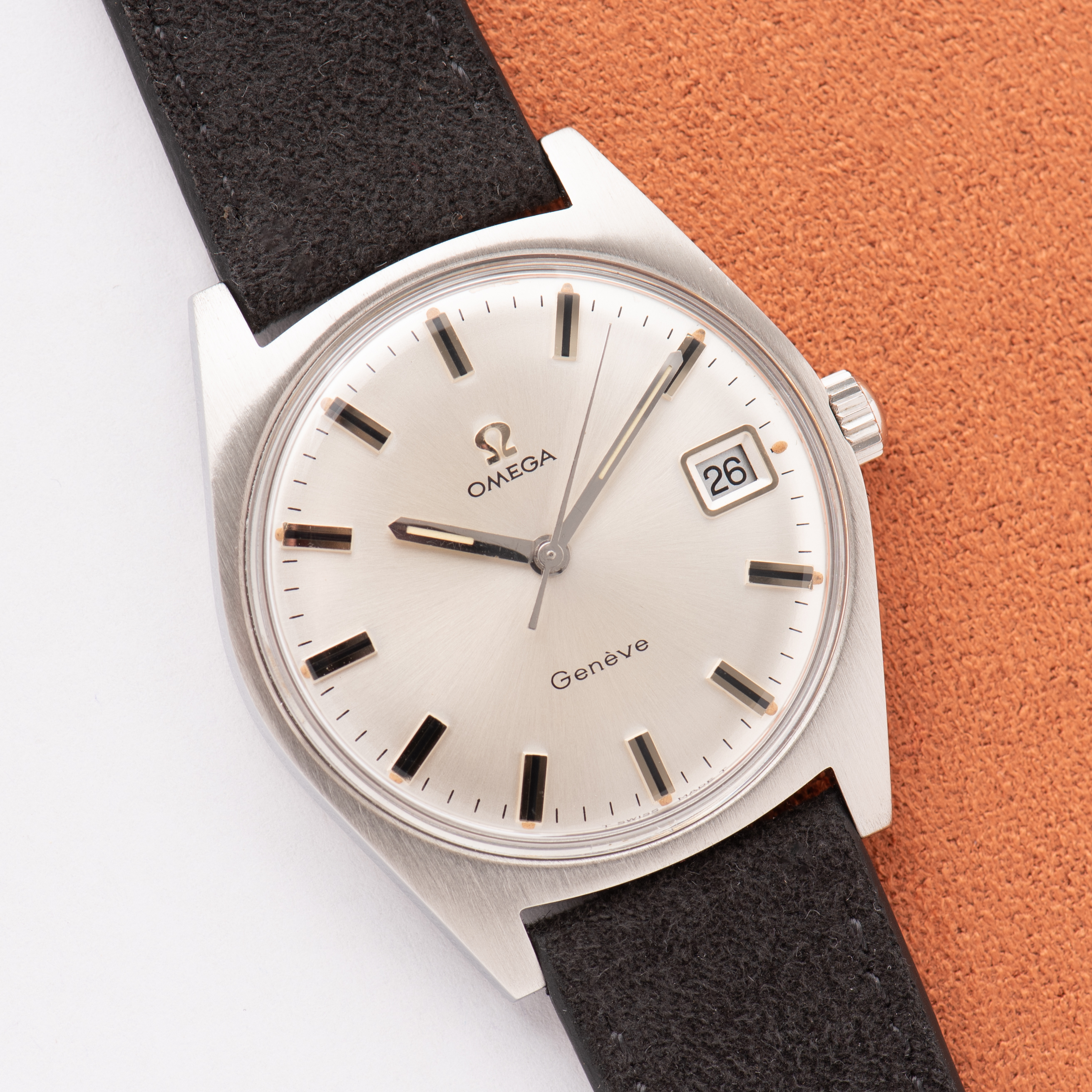 View of Omega Geneva Silver Dial mechanical ref 136,041 from 1969