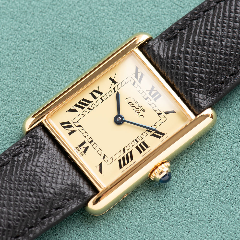 Thumbnail: Cartier Tank De Must Vermeil GM Lemon Roman dial Réf 590005 from 1980-90