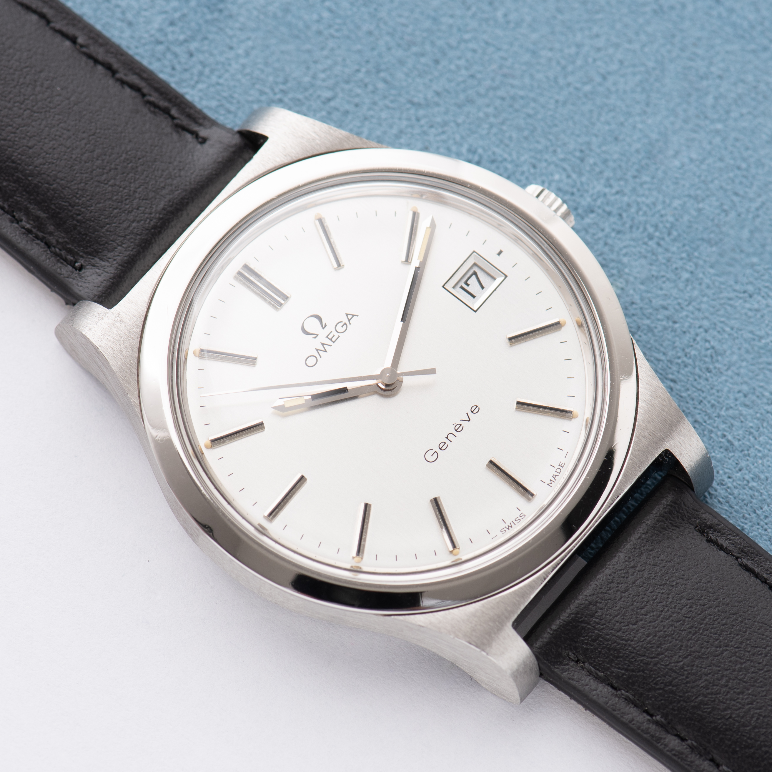 View of Omega Geneva Mechanical Date Cal 1030 Ref 136.0102 from 1974