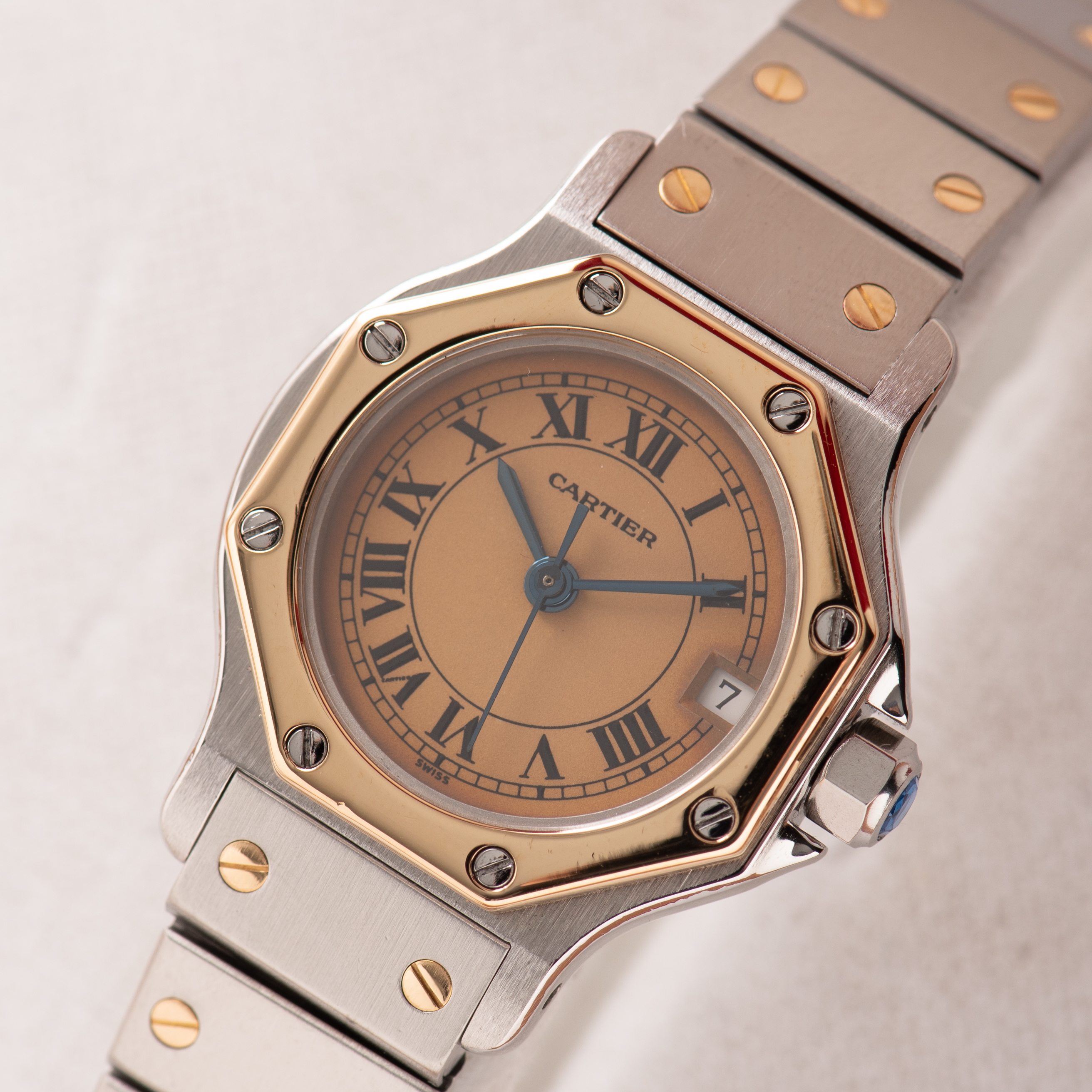 Vue de Cartier Santos Octagon Gold/steel Patina Dial réf 187903 with box/papers