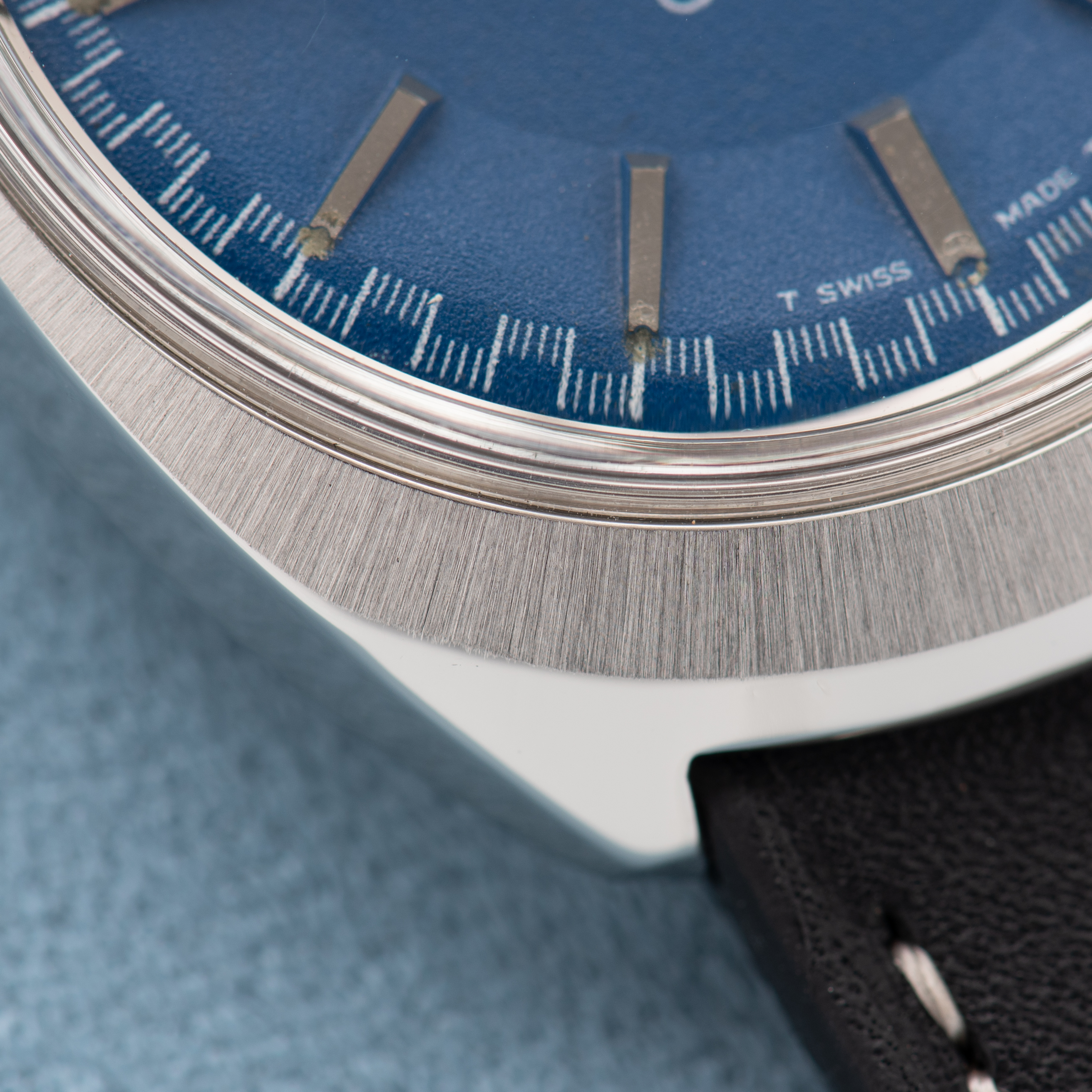 View of Omega Geneva Chronostop Blue Dial Ref 145.009 from 1968 Cal 865