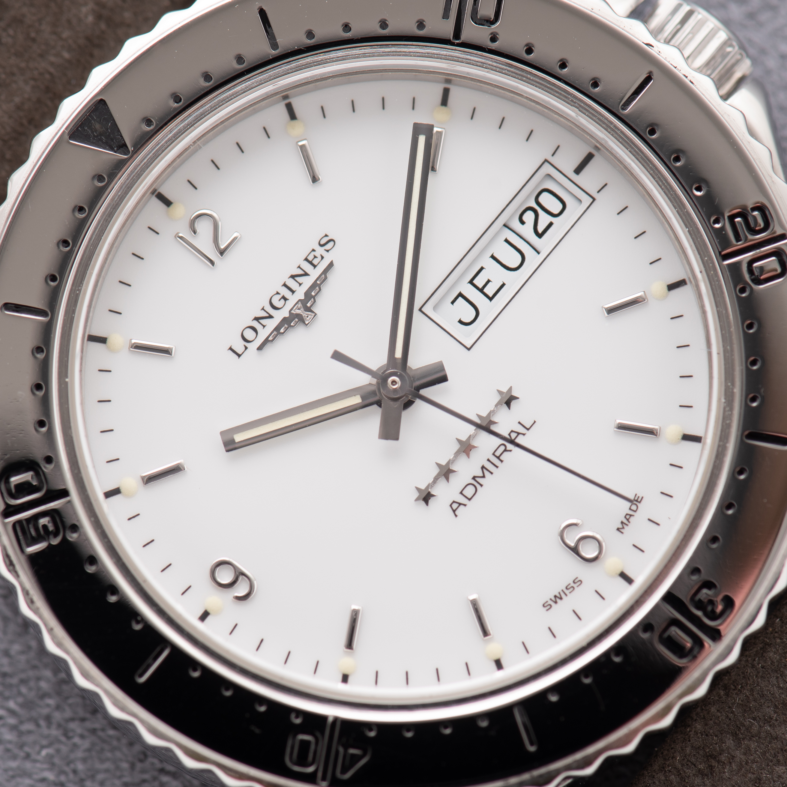 View of Longines Admiral Automatic Day-date White Dial L3.60.4