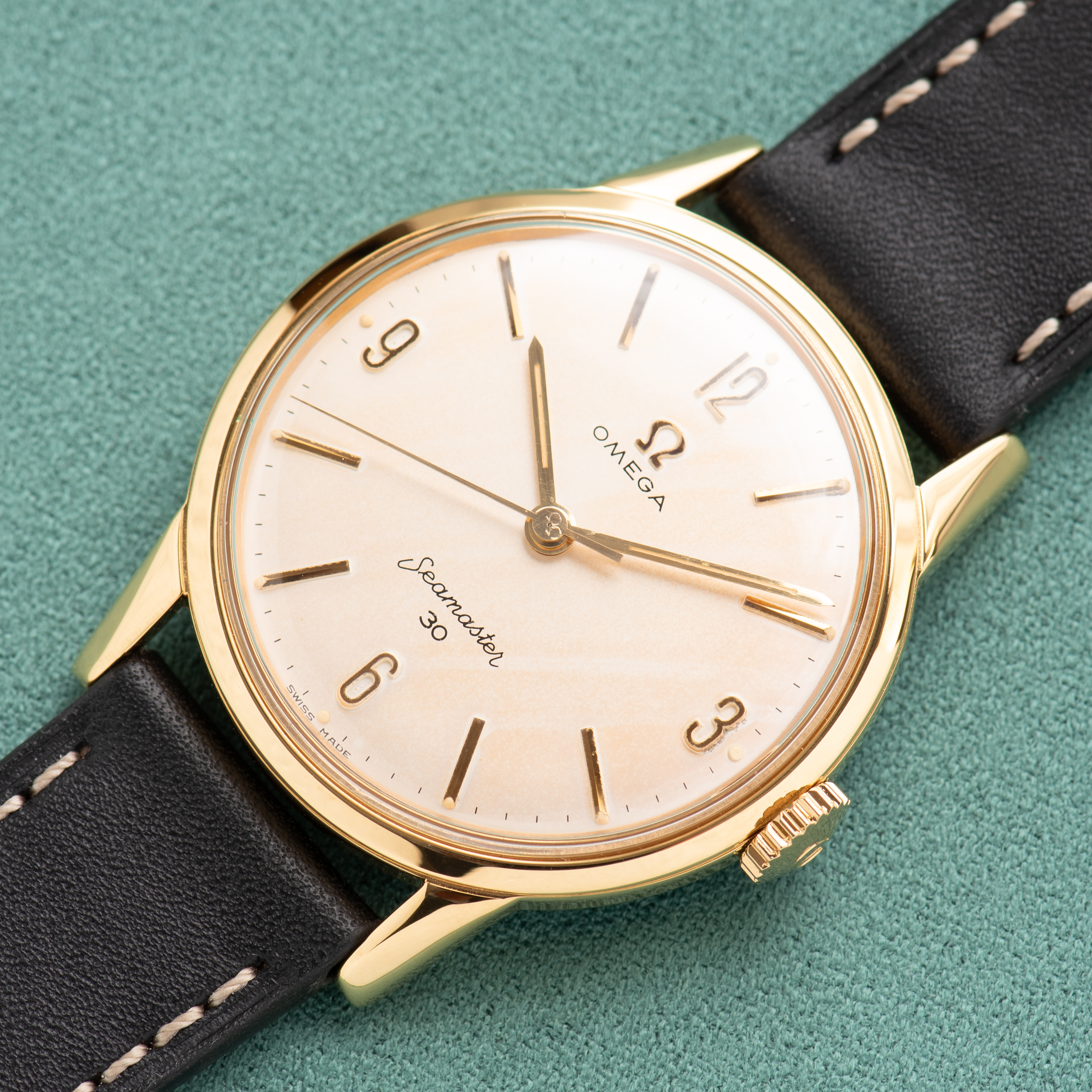 View of Omega Seamaster 30 Skate Dial GoldPlated from 1962 Ref 135.003
